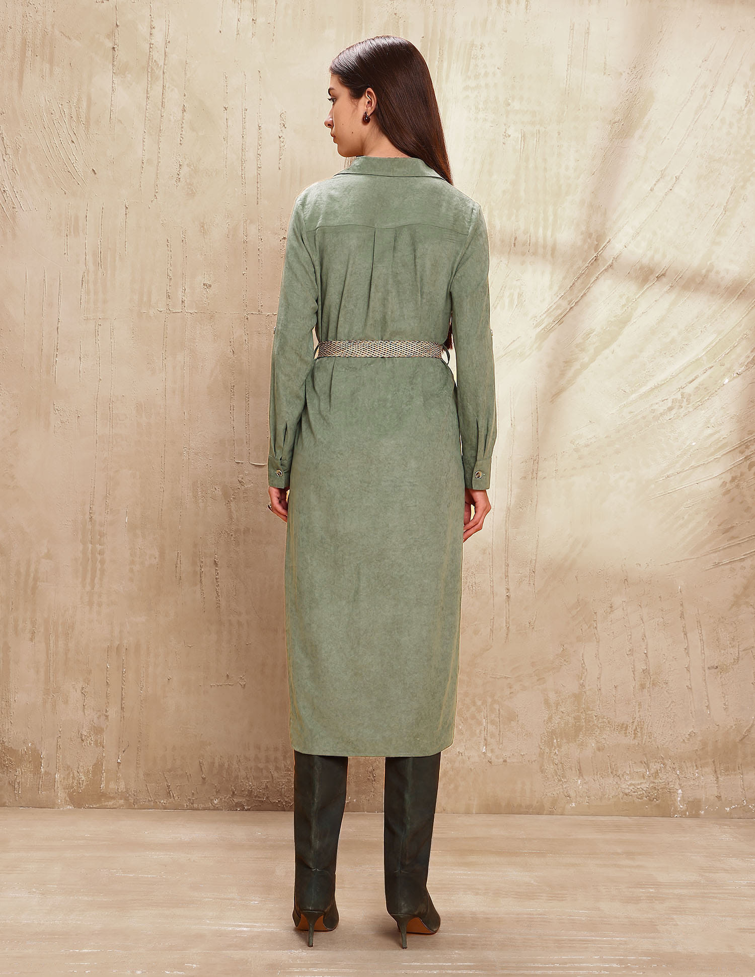 Buy Polo Women Solid Midi Shirt Dress