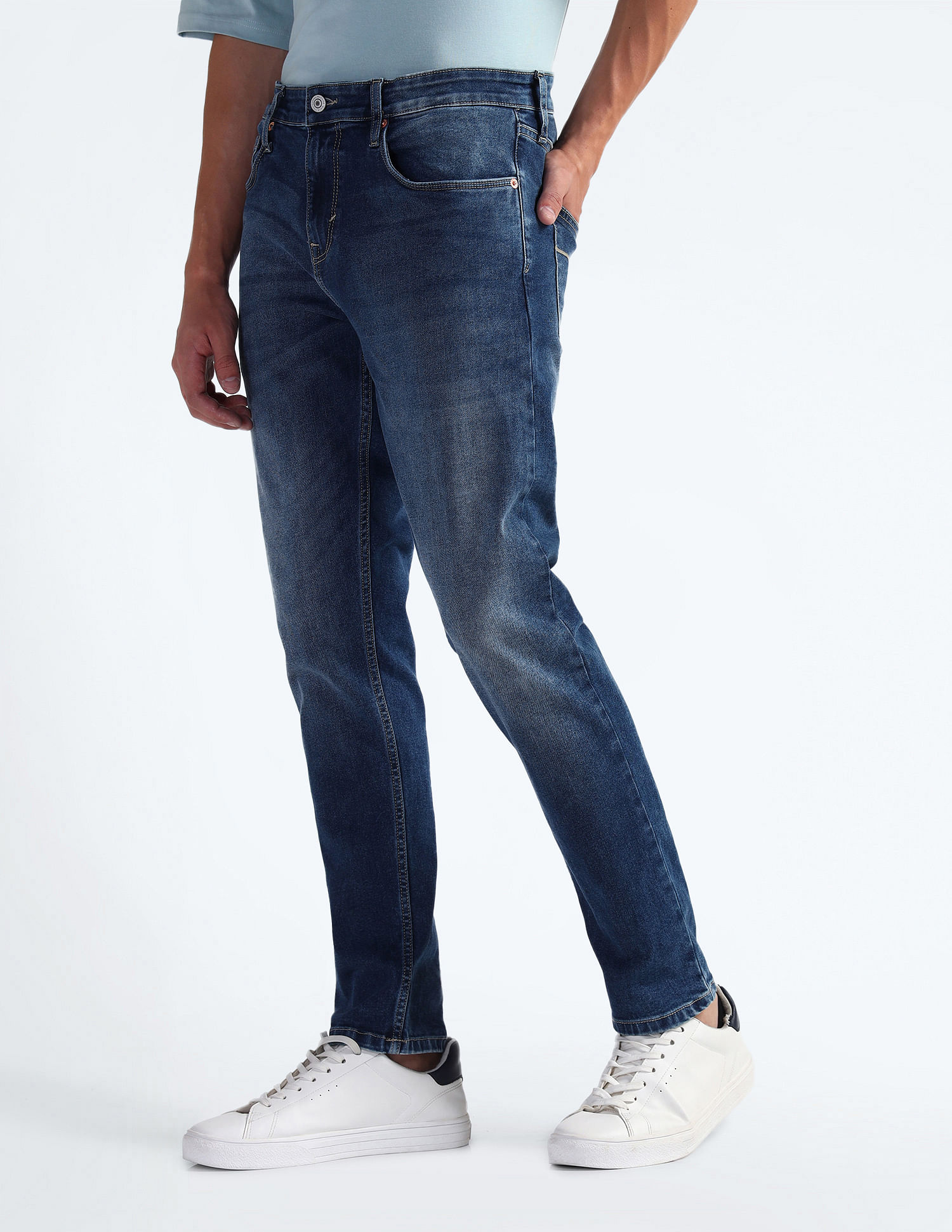 Flying Machine Slash Slim Tapered Stone Wash Jeans