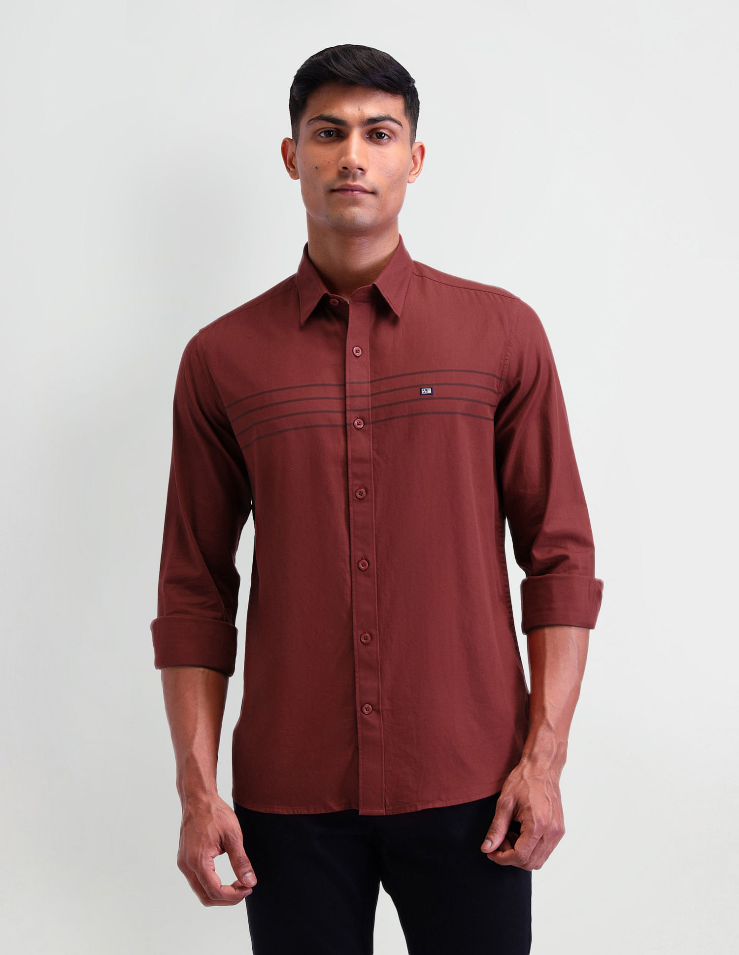 Arrow Sport Horizontal Striped Slim Fit Shirt