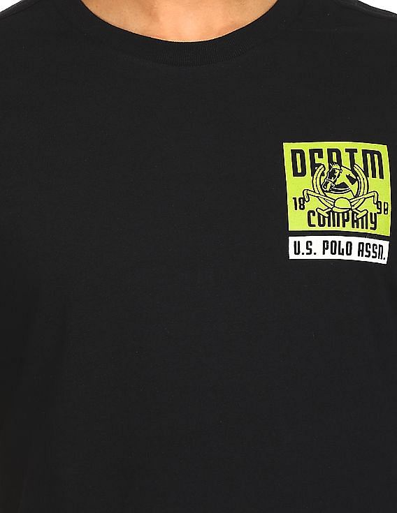 U.S. Polo Assn. Denim Co. Men Black Crew Neck Graphic Print T-Shirt
