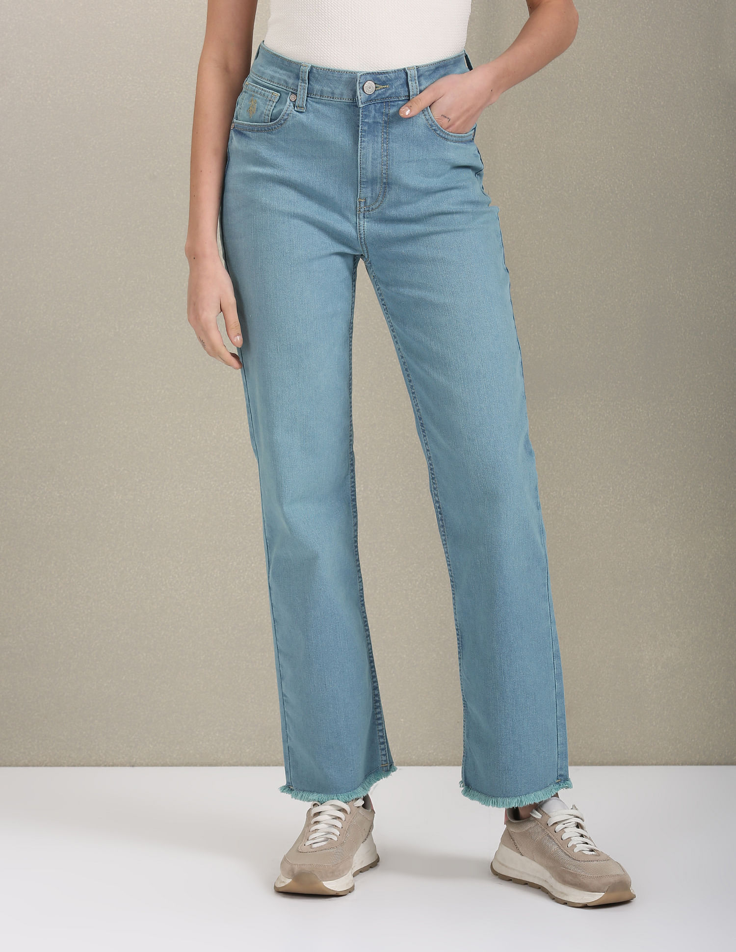 U.S. Polo Assn. Women High Rise Straight Fit Jeans