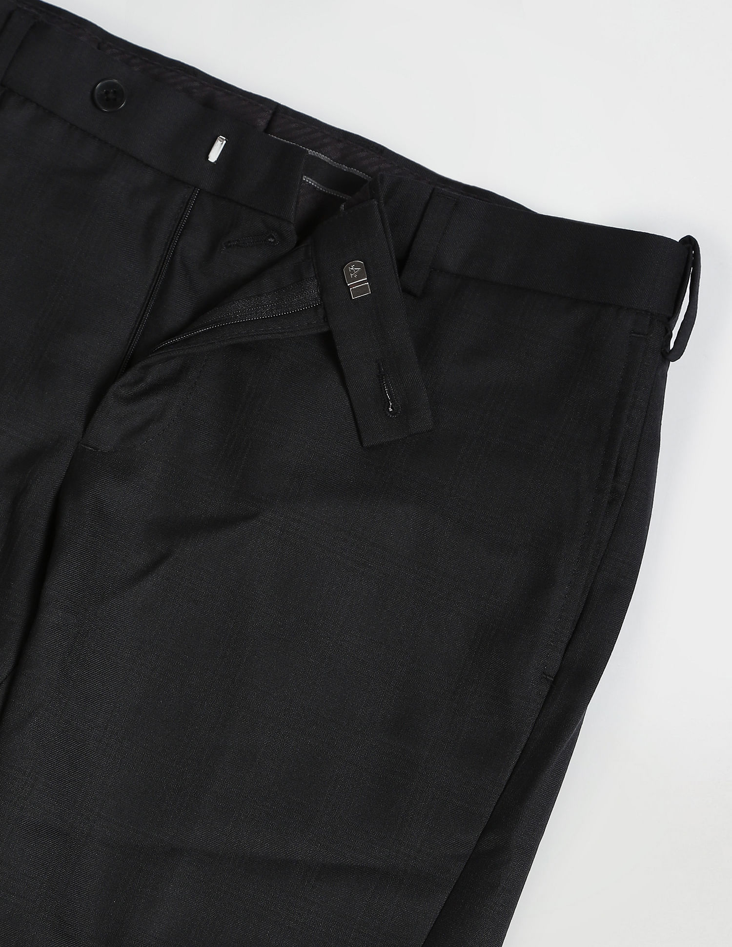 Arrow Check Pattern Weave Wool Blend Trousers