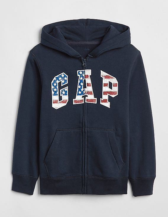 Buy GAP Boys Boys Blue Americana Logo Hoodie Sweatshirt NNNOW