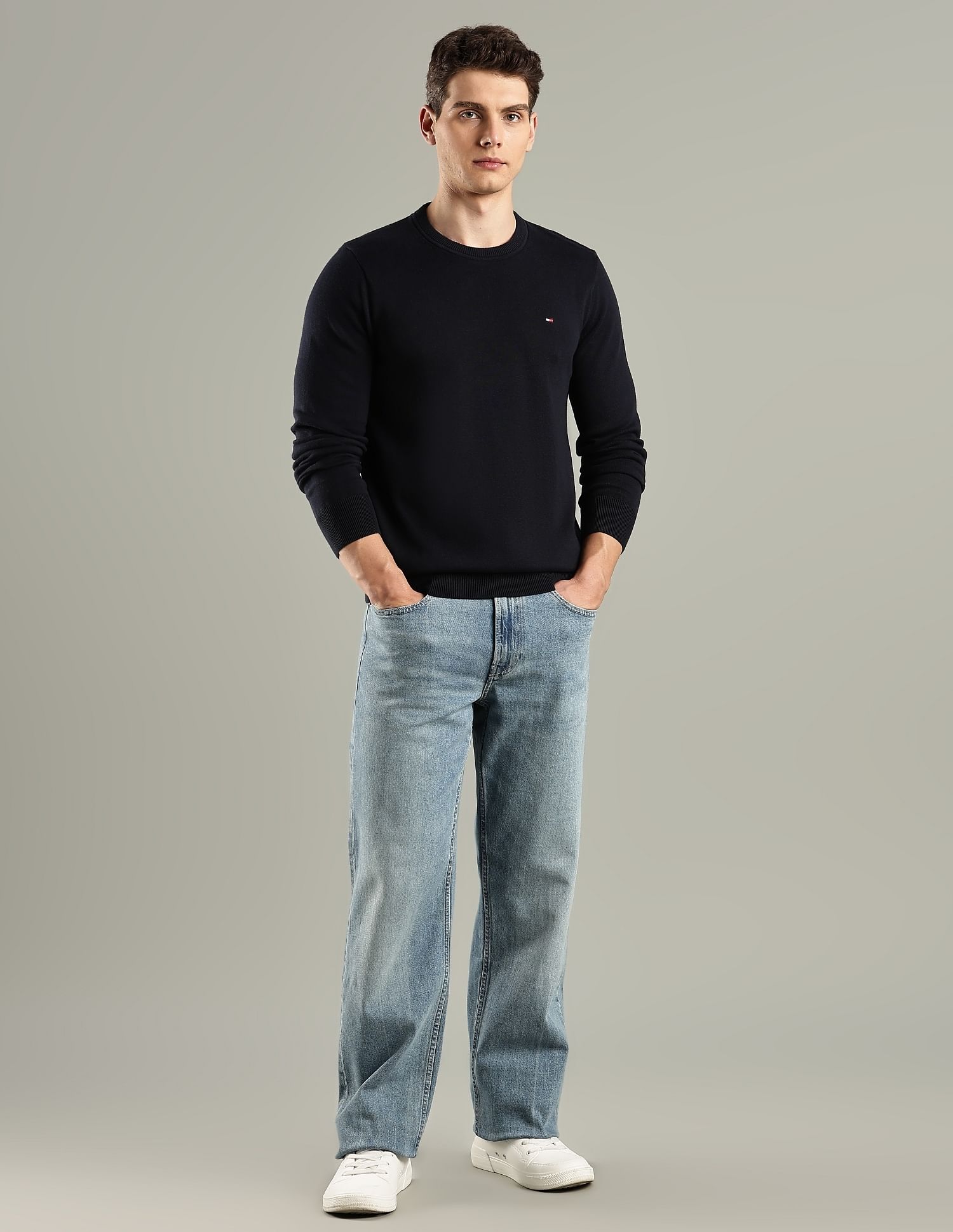 Tommy Hilfiger Solid Regular-Fit Cotton Sweater