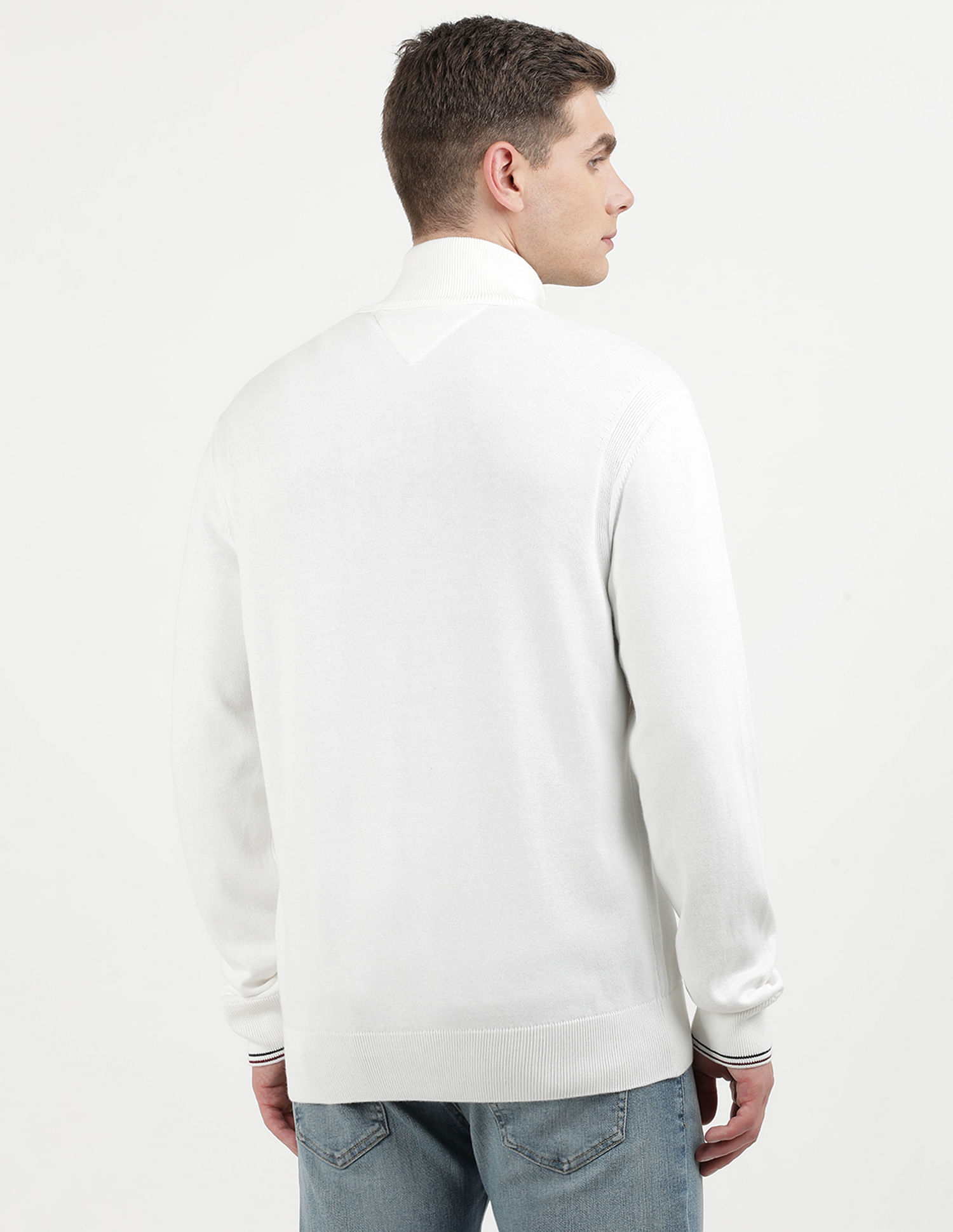 Tommy Hilfiger Tipped Cotton Zip Through Sweater