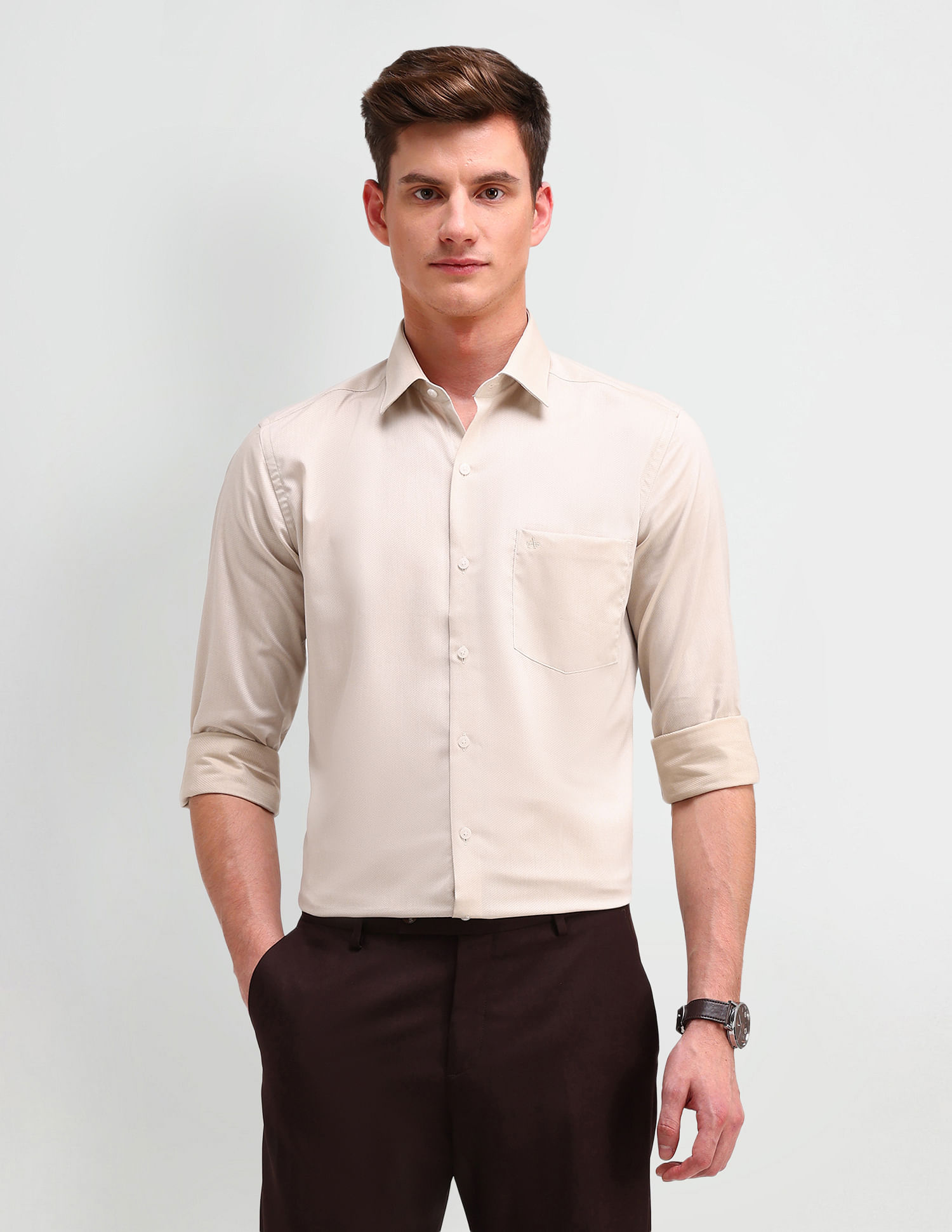 Arrow Textured Manhattan Slim Fit Shirt