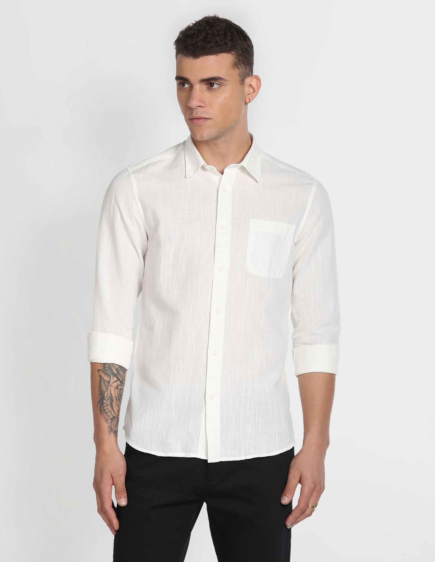Flying Machine Solid Slim Fit Shirt