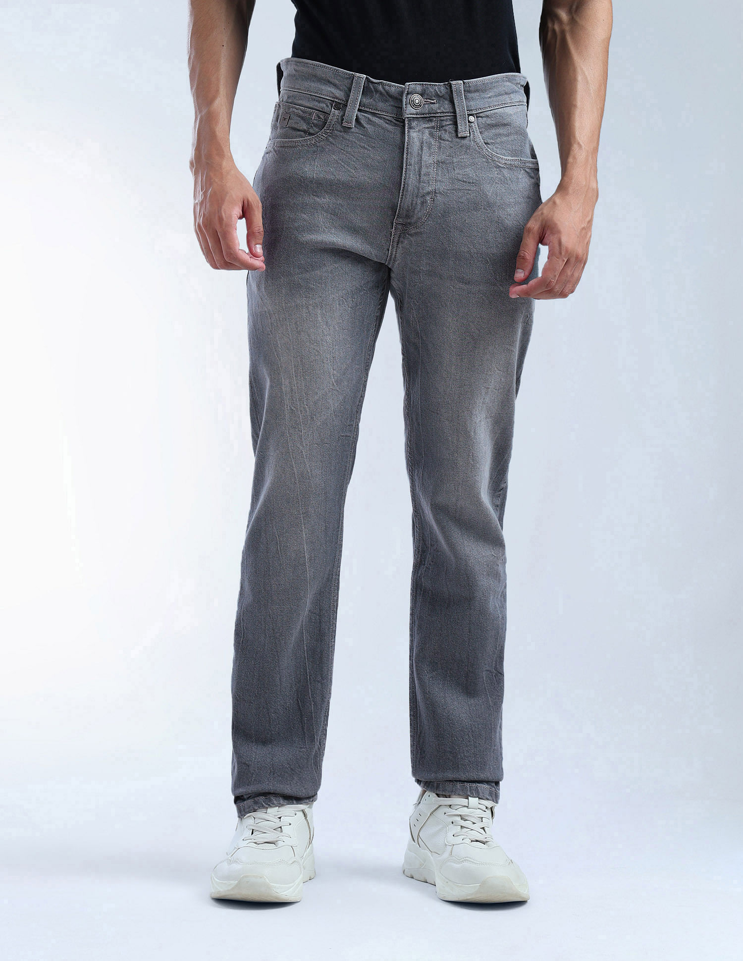 Flying Machine Freddie Slim Straight Fit Stone Washed Jeans