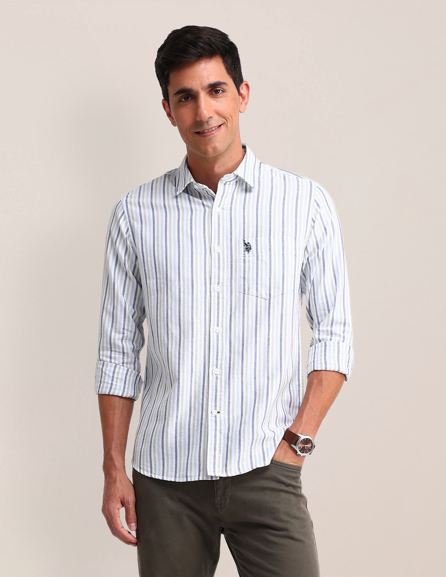 U.S. Polo Assn. Vertical Striped Oxford Shirt