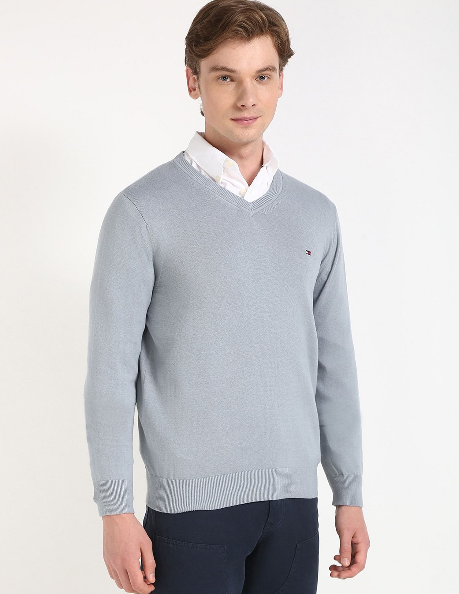 Tommy Hilfiger Solid Regular-Fit Cotton Sweater