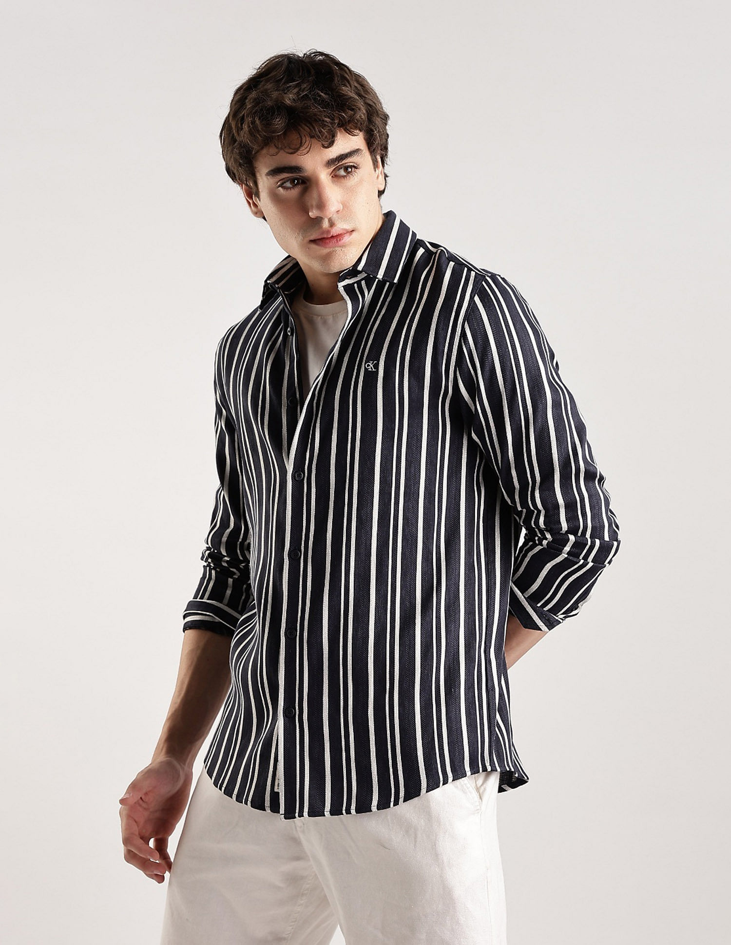 Calvin Klein Jeans Vertical Stripes Slim Fit Woven Shirt