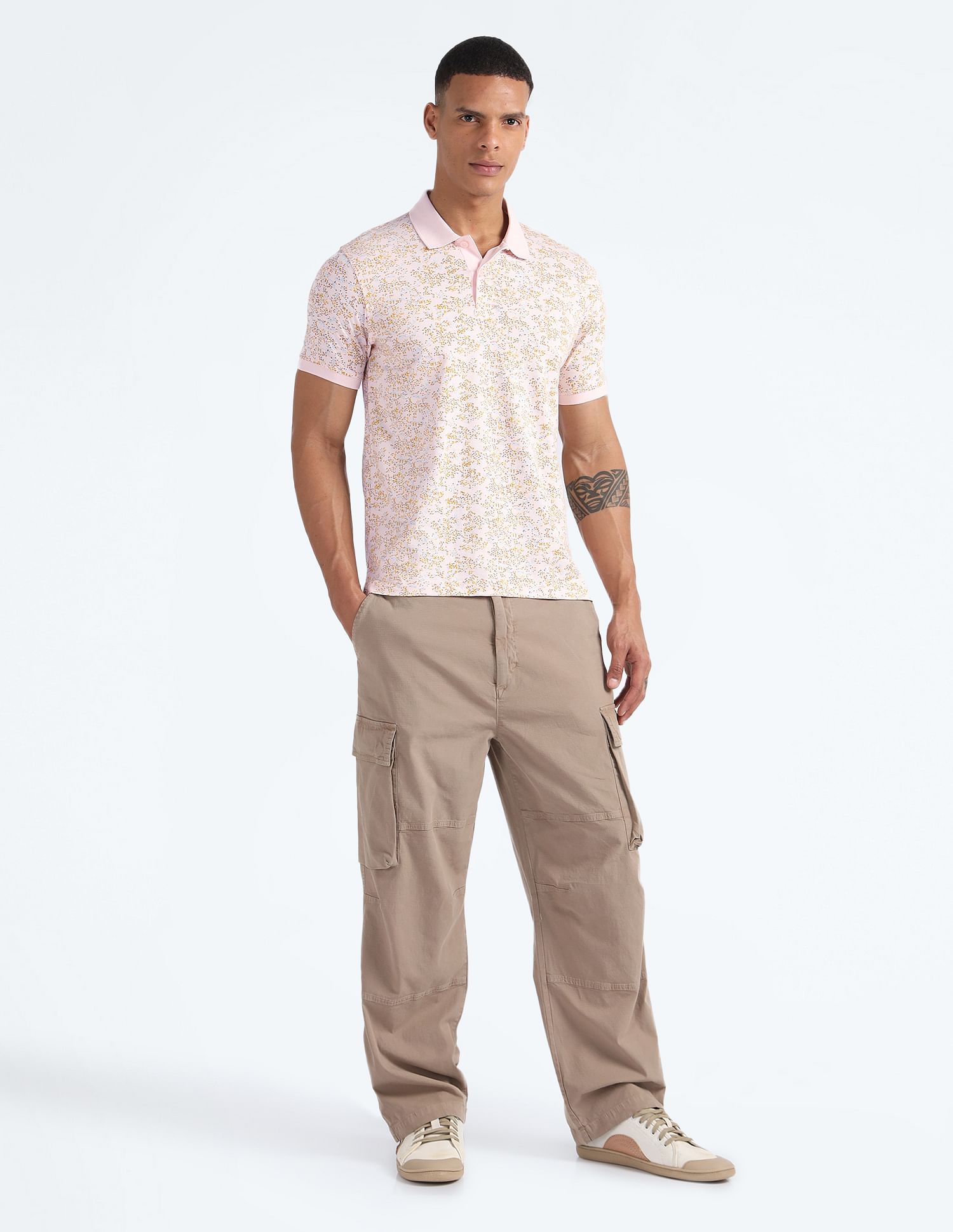 Flying Machine Mercerized Cotton Printed Polo Shirt