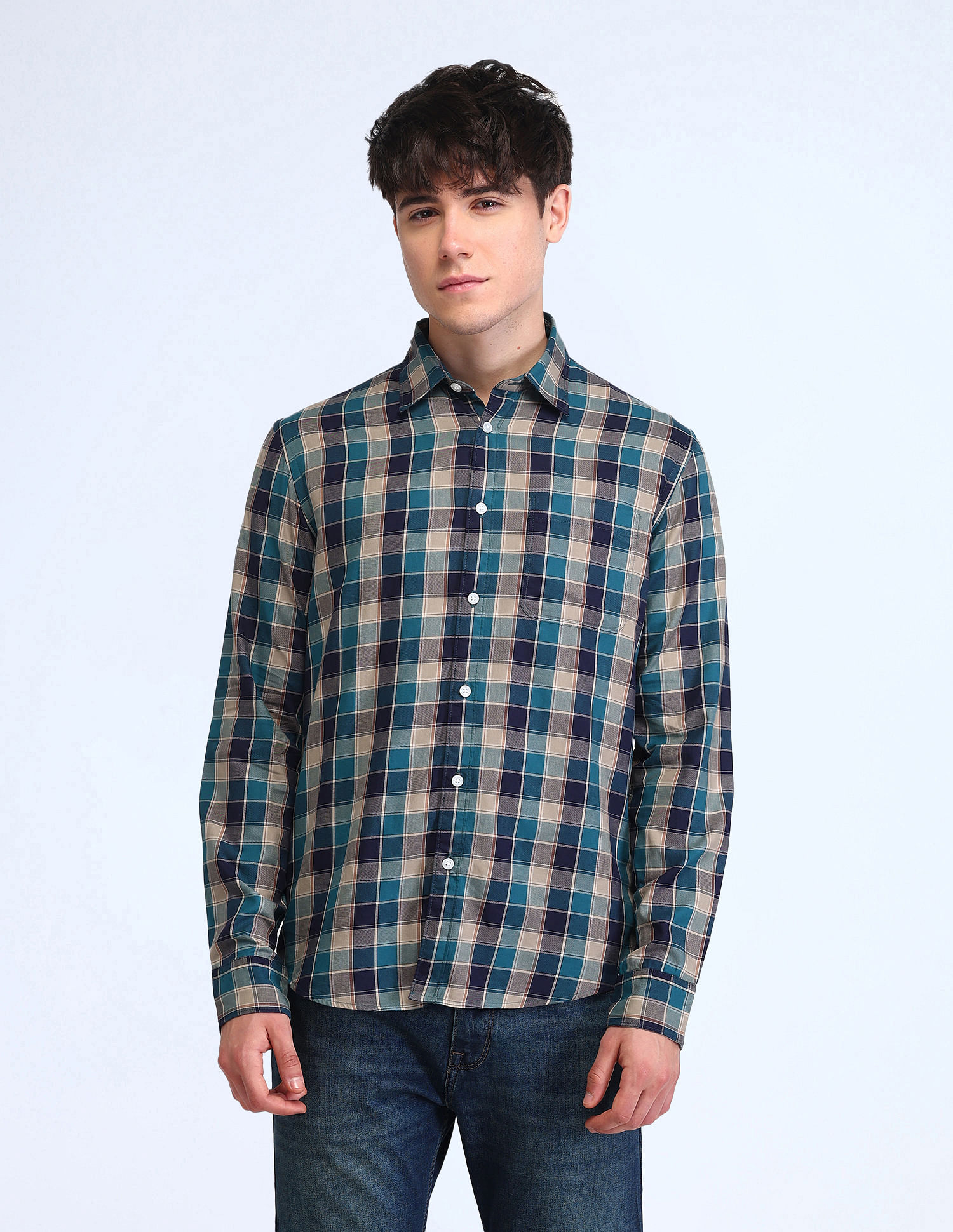 Flying Machine Slim Fit Twill Checked Shirt