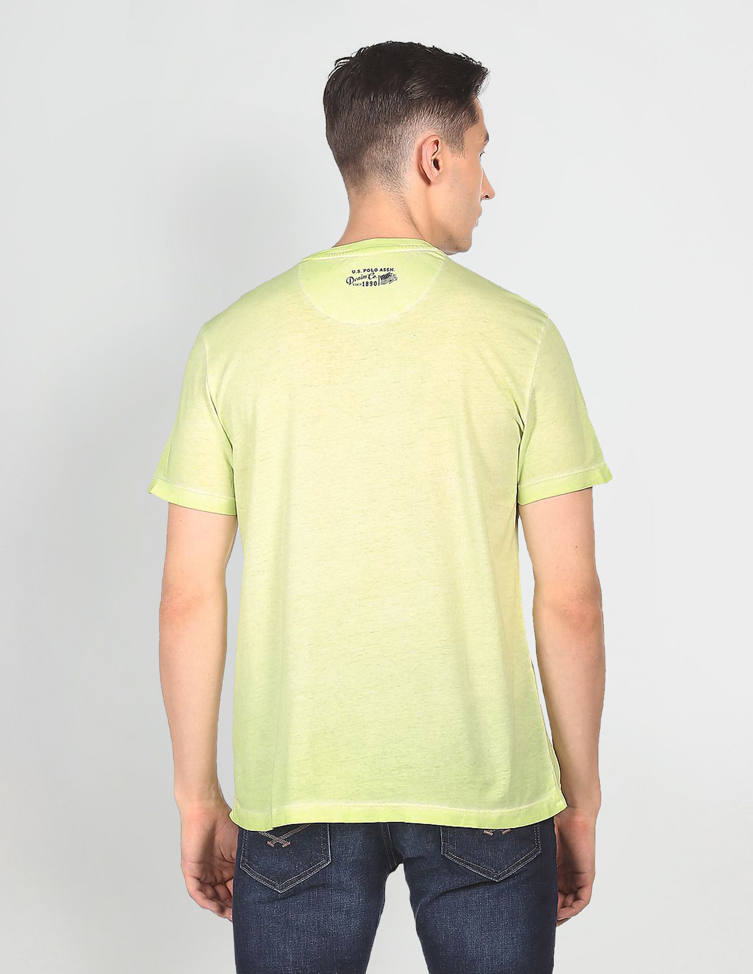 U.S. Polo Assn. Denim Co. Men Light Green Cotton Graphic Print T-Shirt