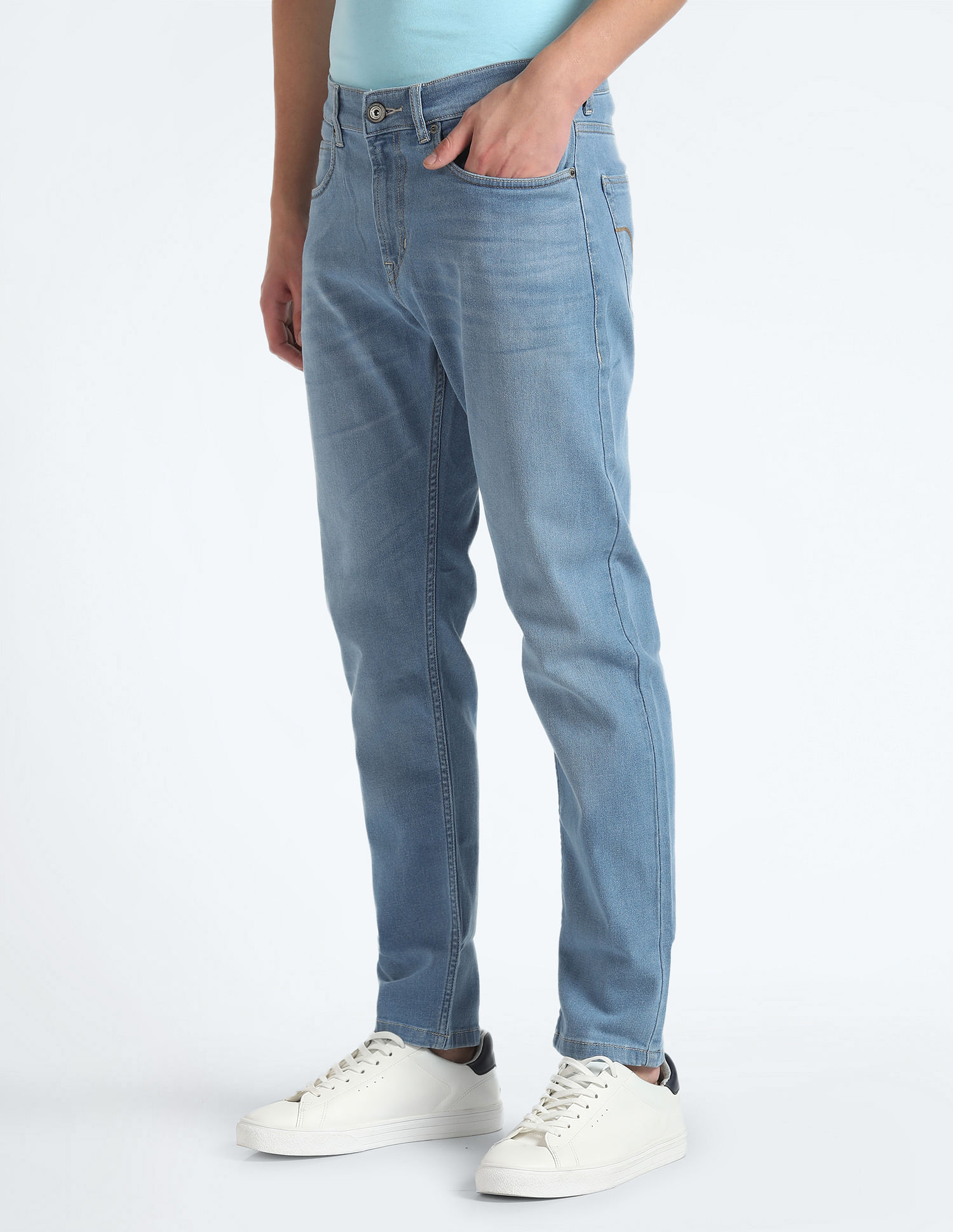 Flying Machine Slash Slim Tapered Mid Rise Jeans