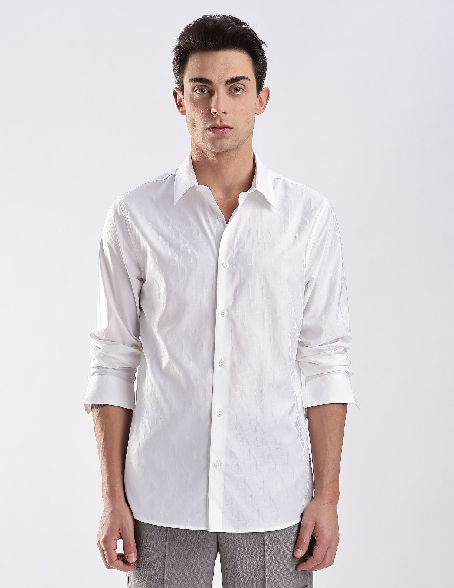 Calvin Klein Jeans Logo Slim Fit Jaquard Woven Shirt