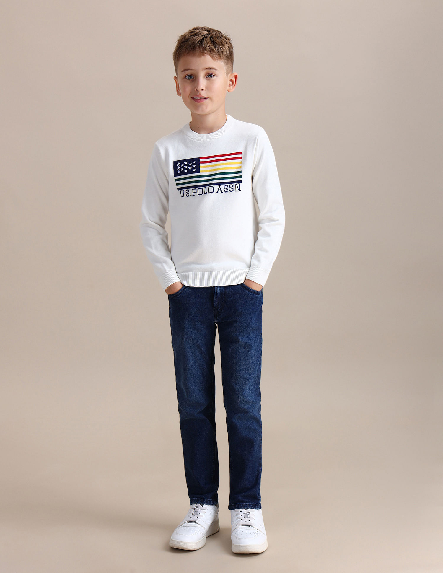 U.S. Polo Assn. Kids Boys Printed Regular Fit Sweater