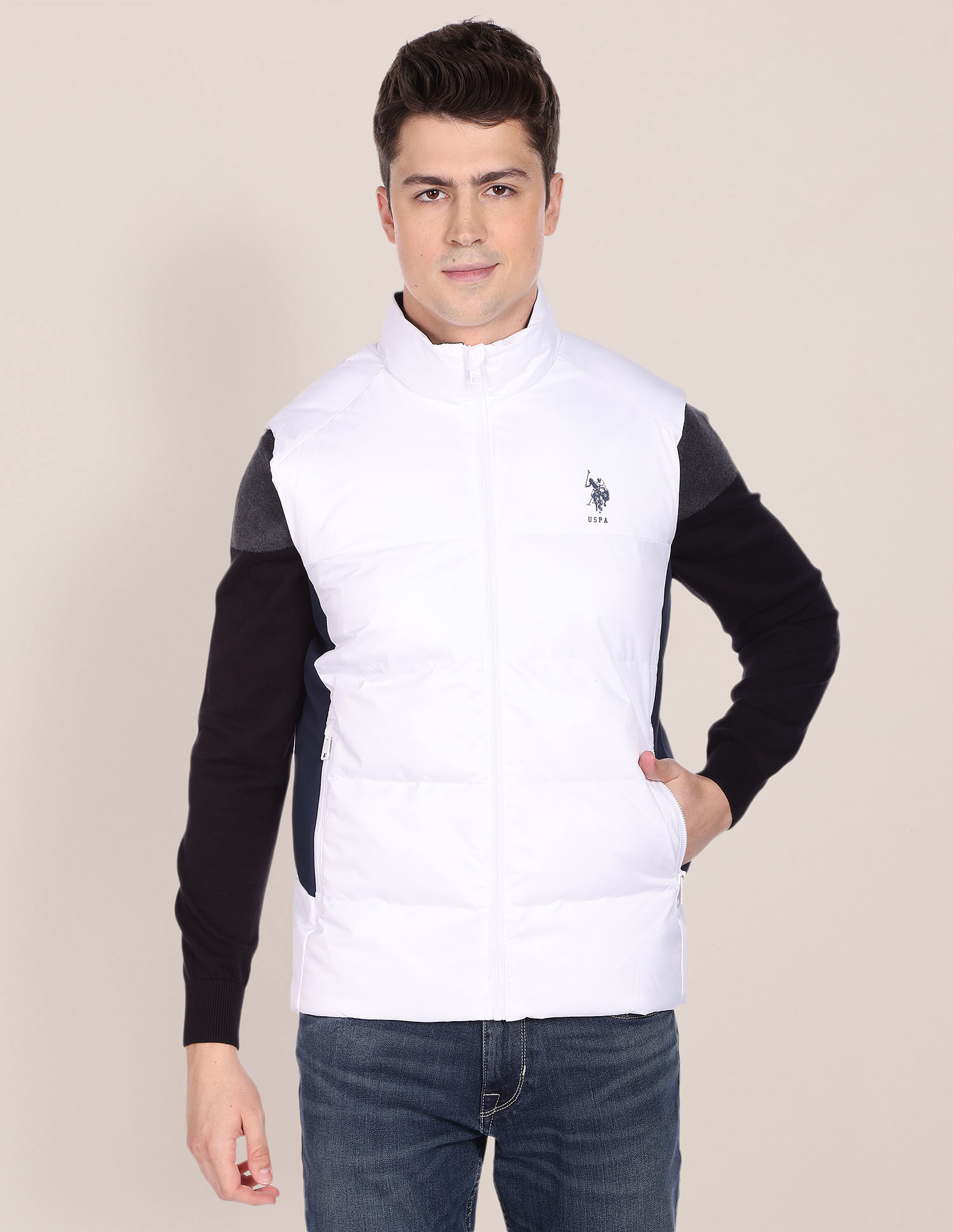 U.S. Polo Assn. Sleeveless Colour Block Jacket