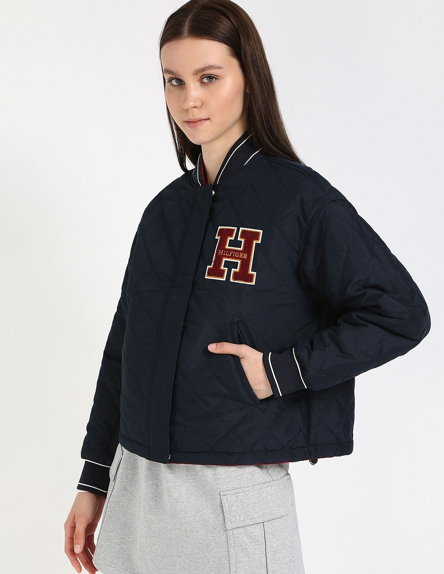 Tommy Hilfiger Regular-Fit Polyester Baseball Collar Bomber Jacket