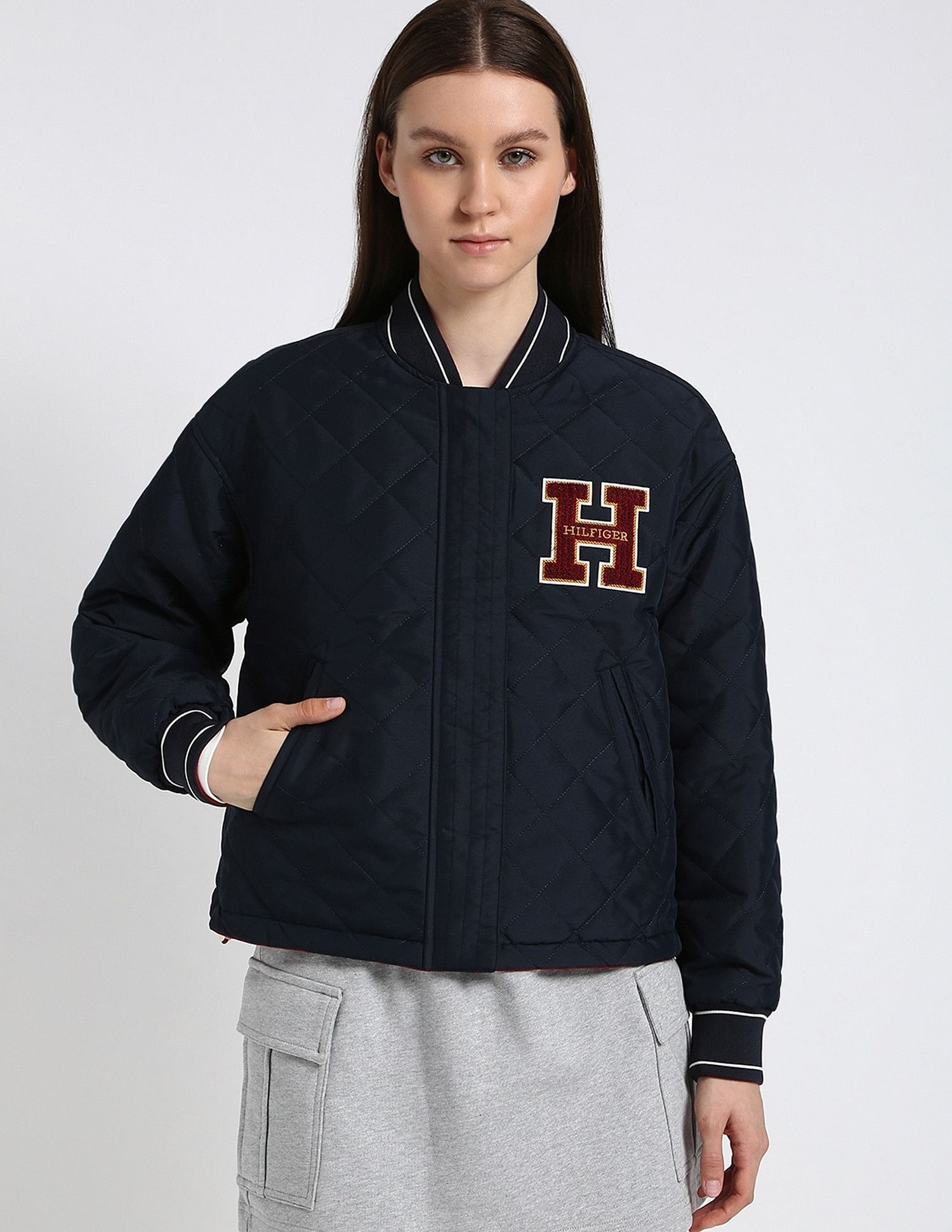 Tommy Hilfiger Regular-Fit Polyester Baseball Collar Bomber Jacket