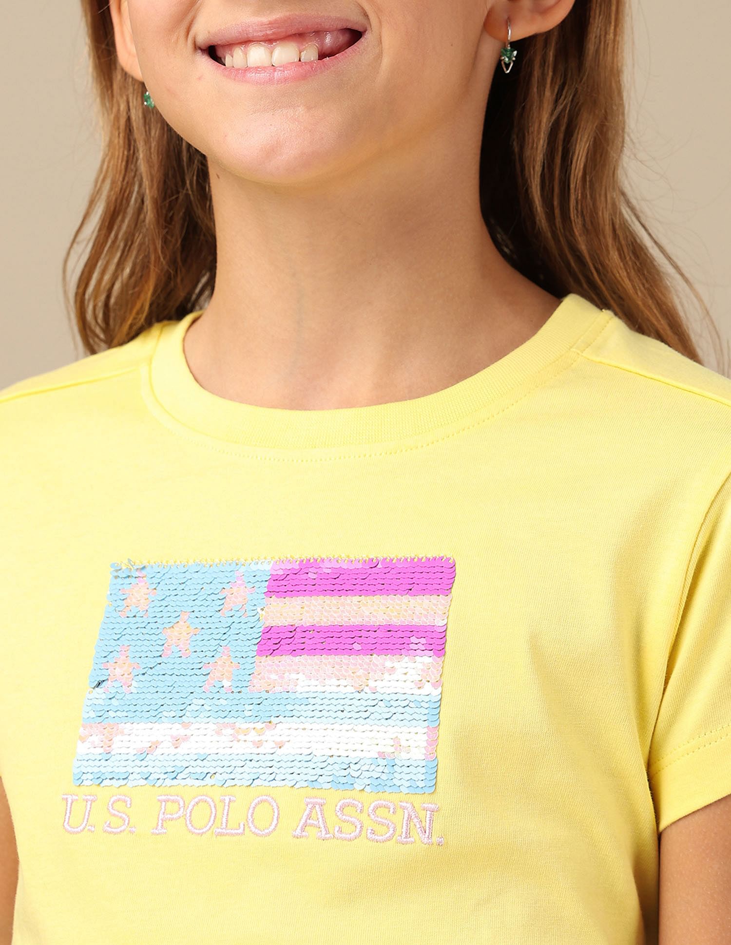 U.S. Polo Assn. Kids Girls Flip Sequins Relaxed Fit  T-Shirt