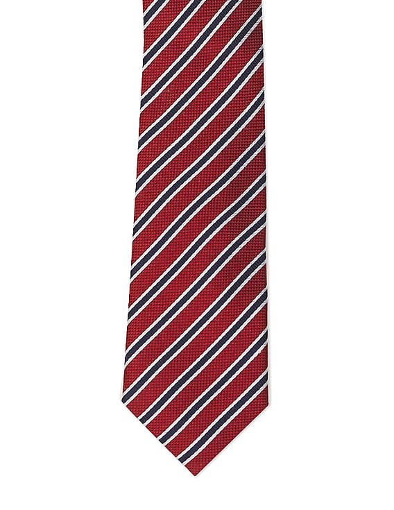 Buy Tommy Hilfiger Kids Boys Red Diagonal Stripe Silk Tie