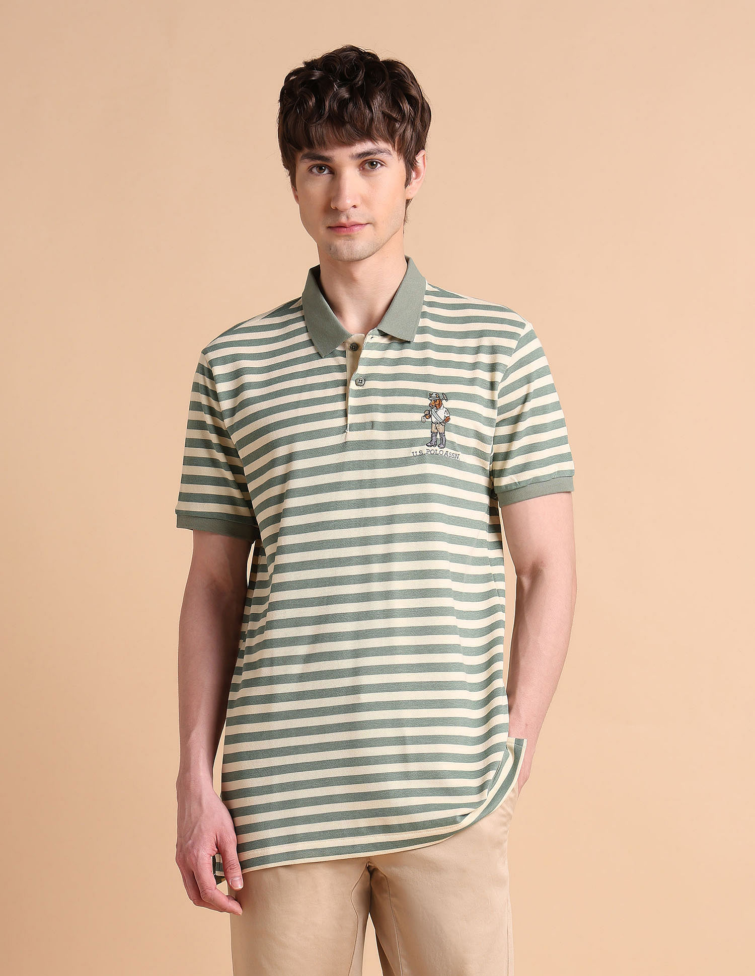 U.S. Polo Assn. Horizontal Striped Slim Fit Polo Shirt