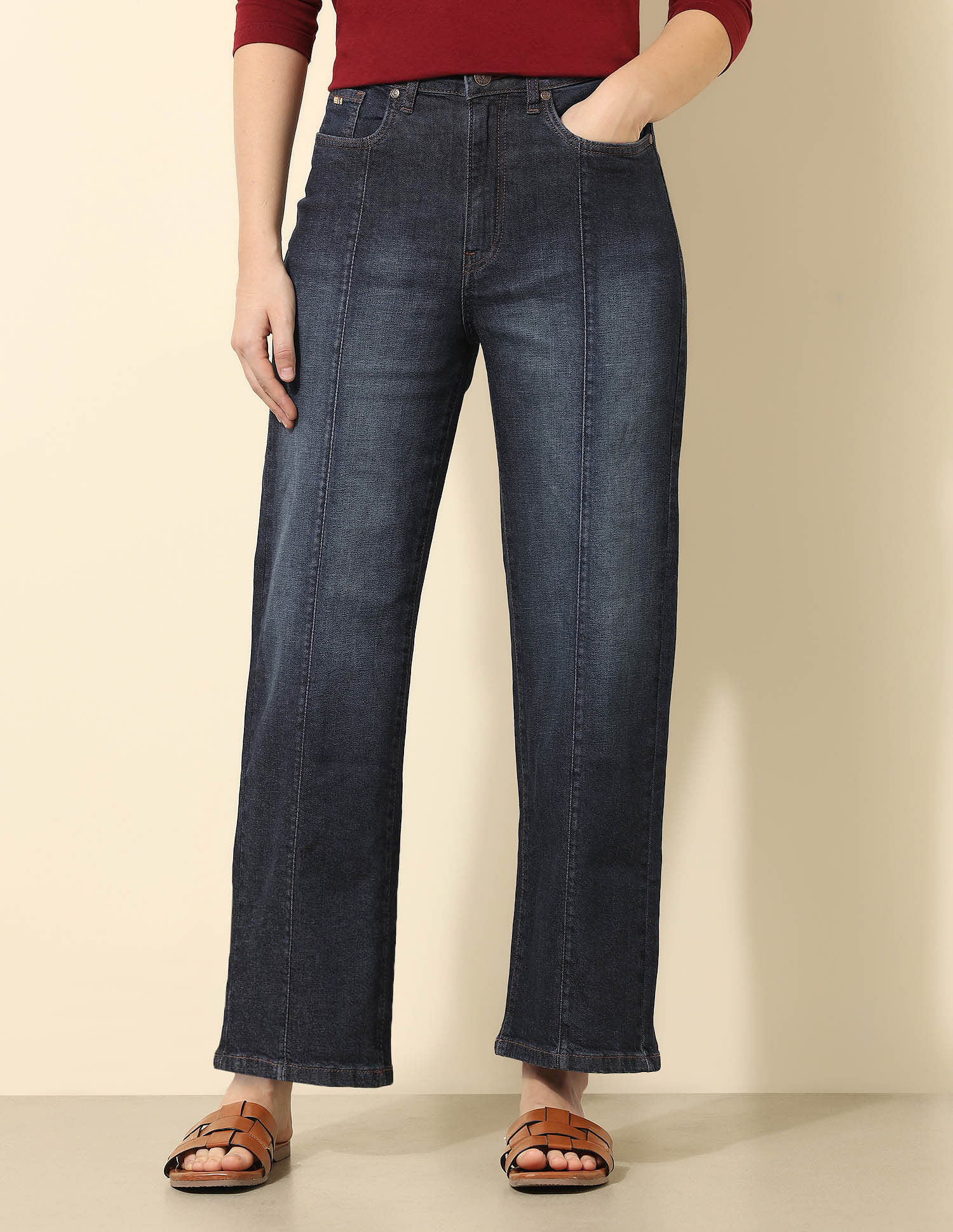U.S. Polo Assn. Women High Rise Wide Leg Fit Jeans