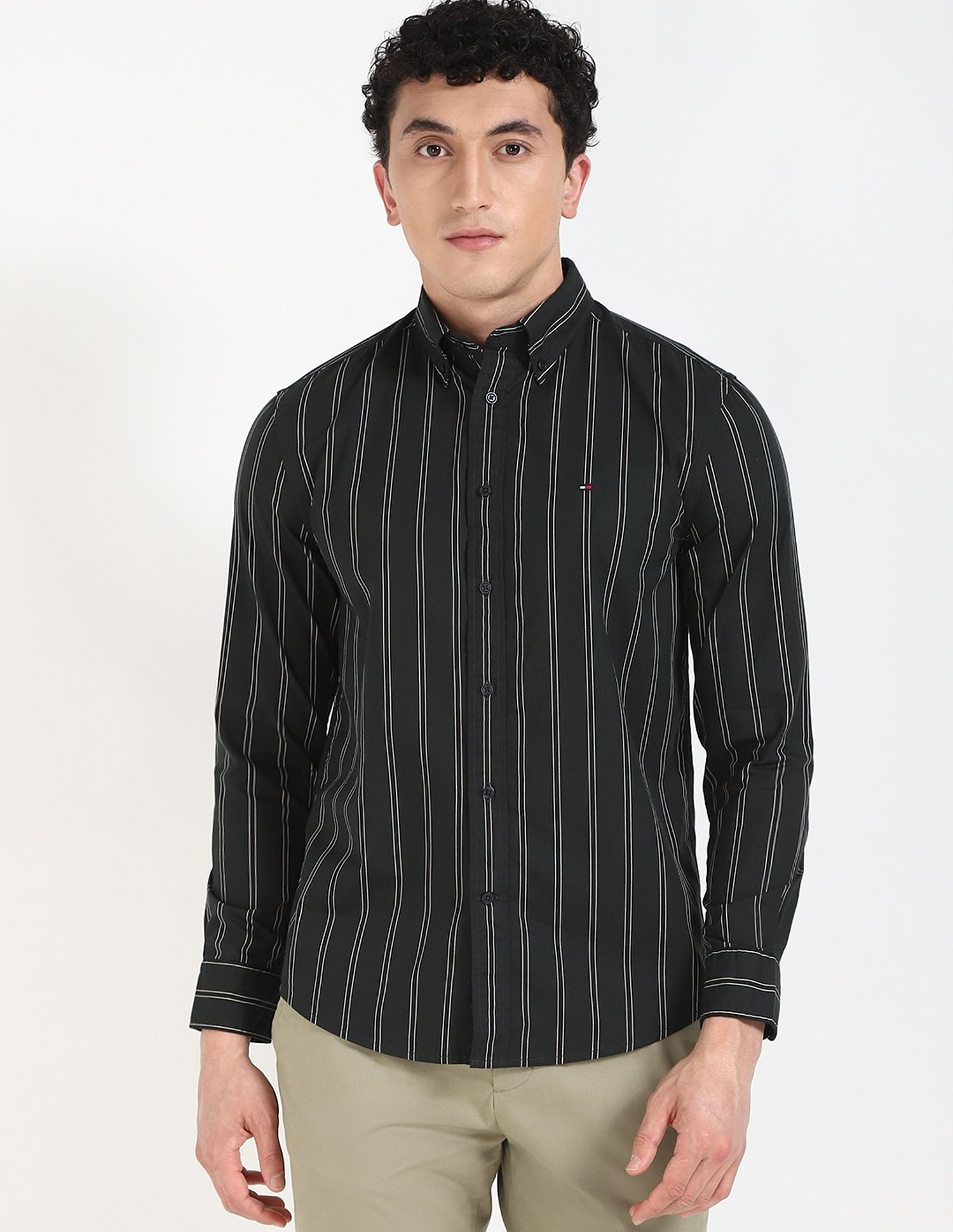 Tommy Hilfiger Striped Regular-Fit Dobby Shirt