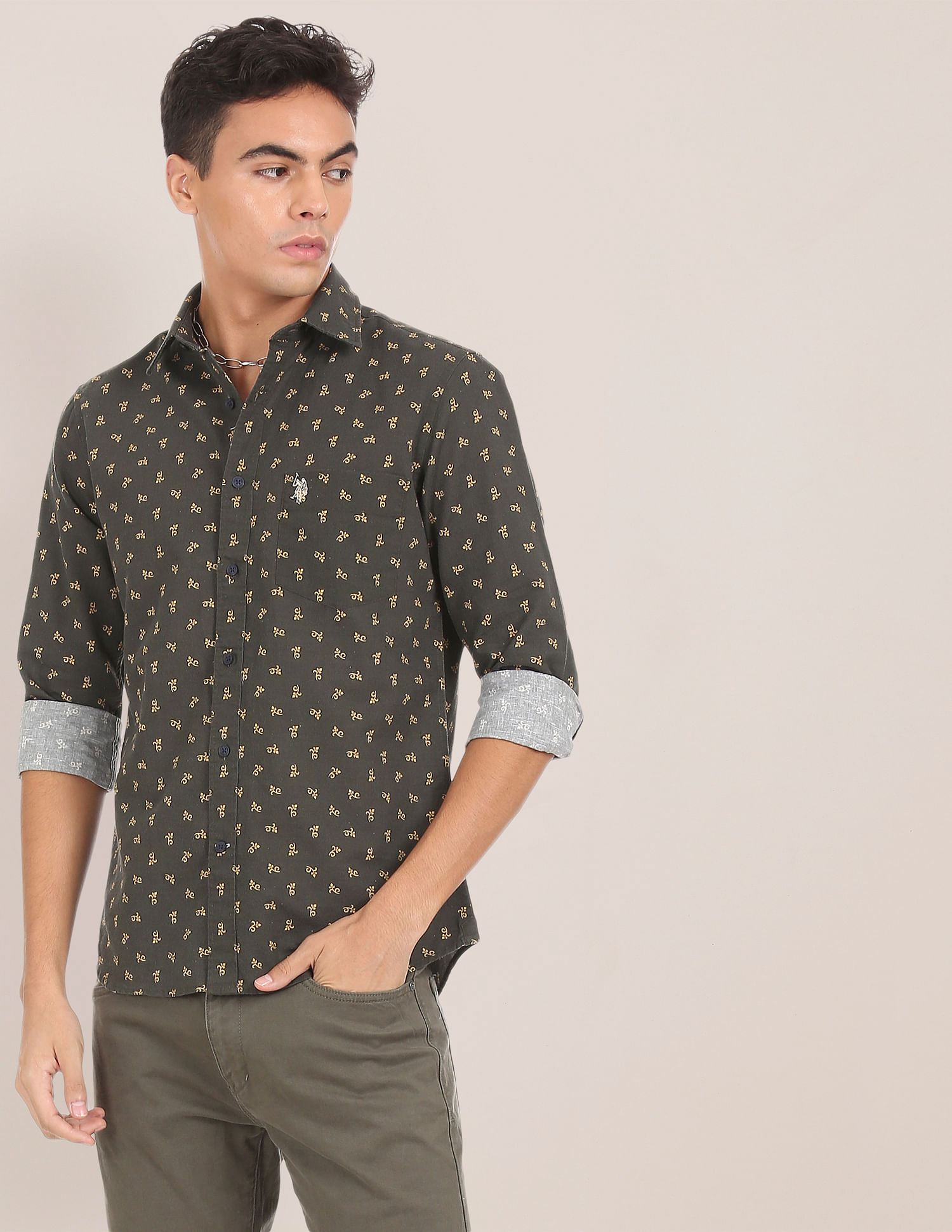 U.S. Polo Assn. Spread Collar Printed Casual Shirt