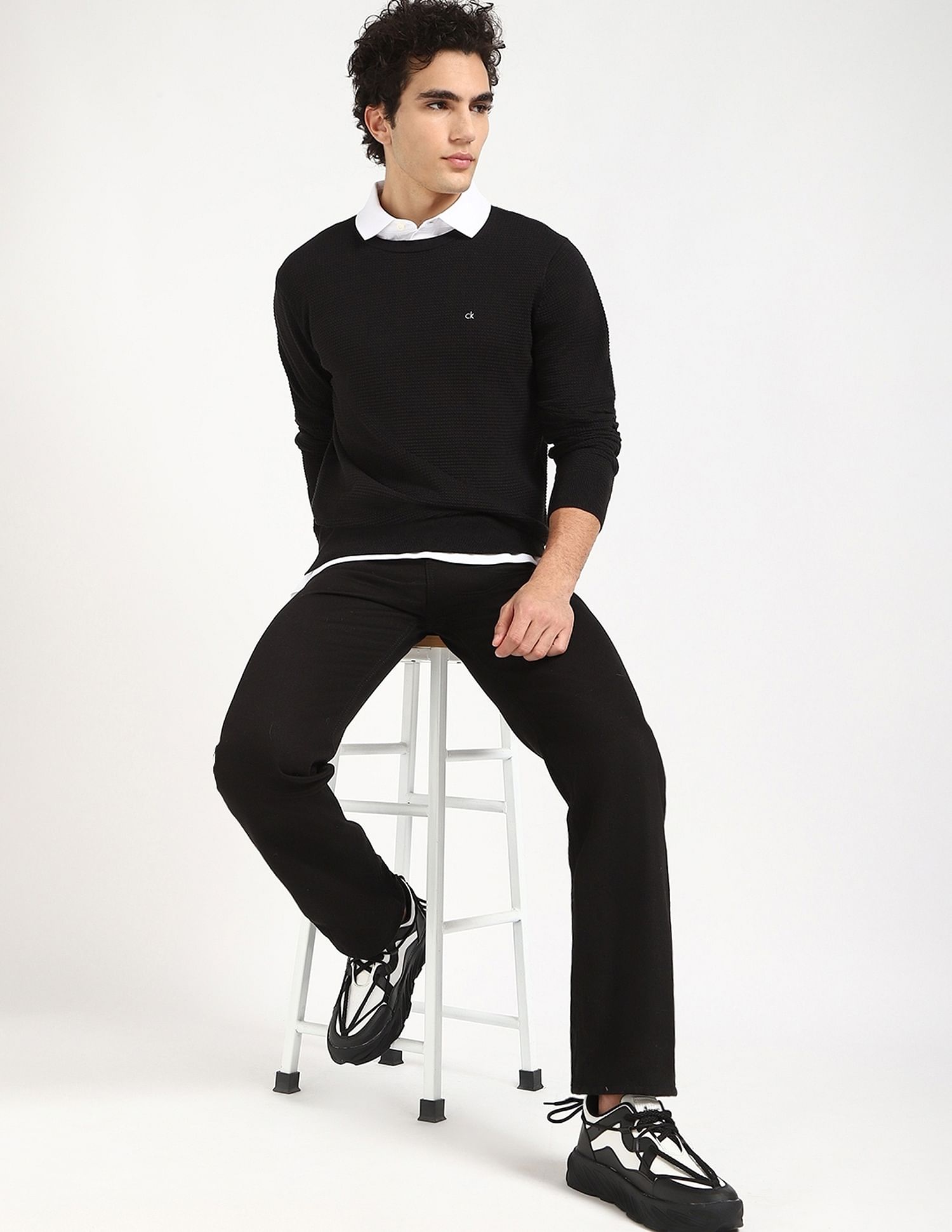 Calvin Klein Jeans Textured Regular-Fit Cotton Sweater