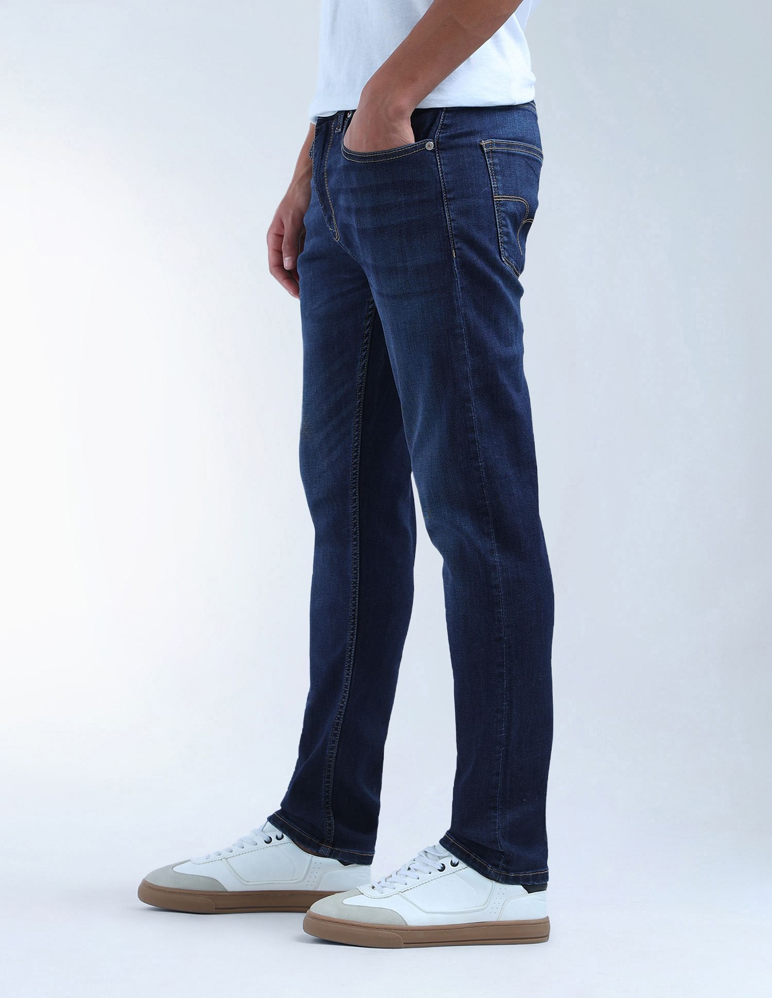 Flying Machine Slash Slim Tapered Fit Whiskered Jeans