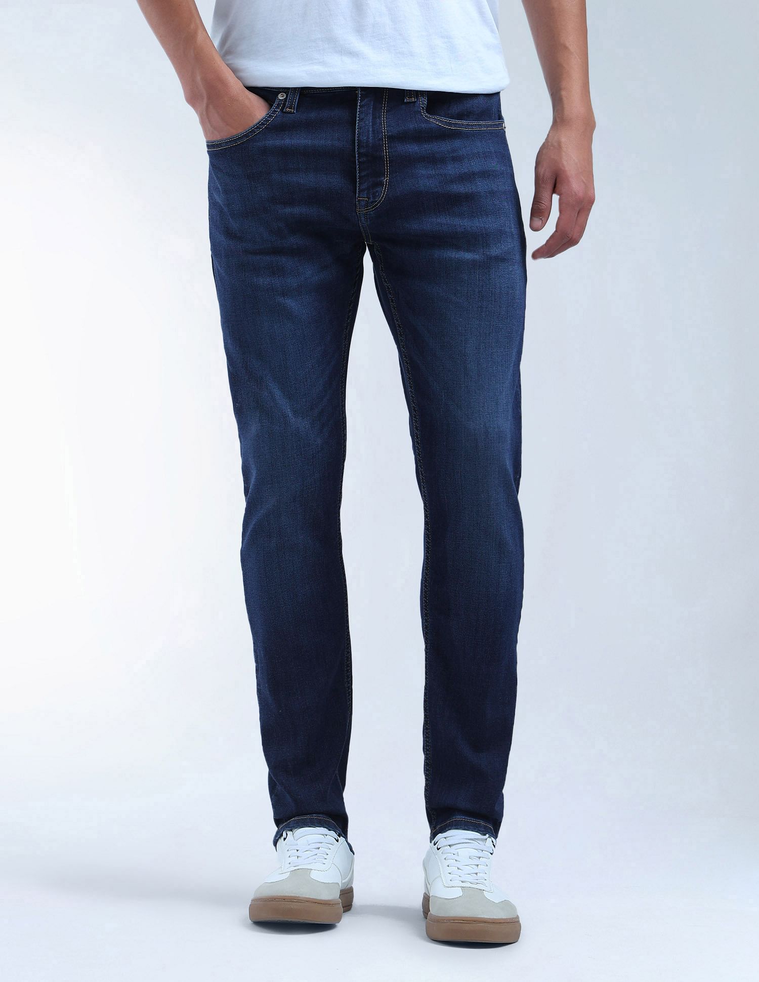 Flying Machine Slash Slim Tapered Fit Whiskered Jeans