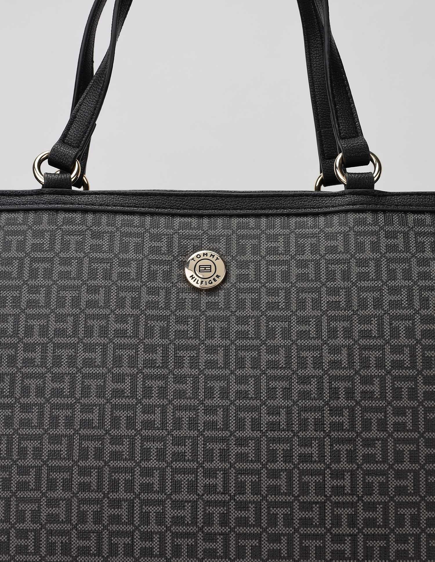 Tommy Hilfiger Logo Black Pvc Tote Bag