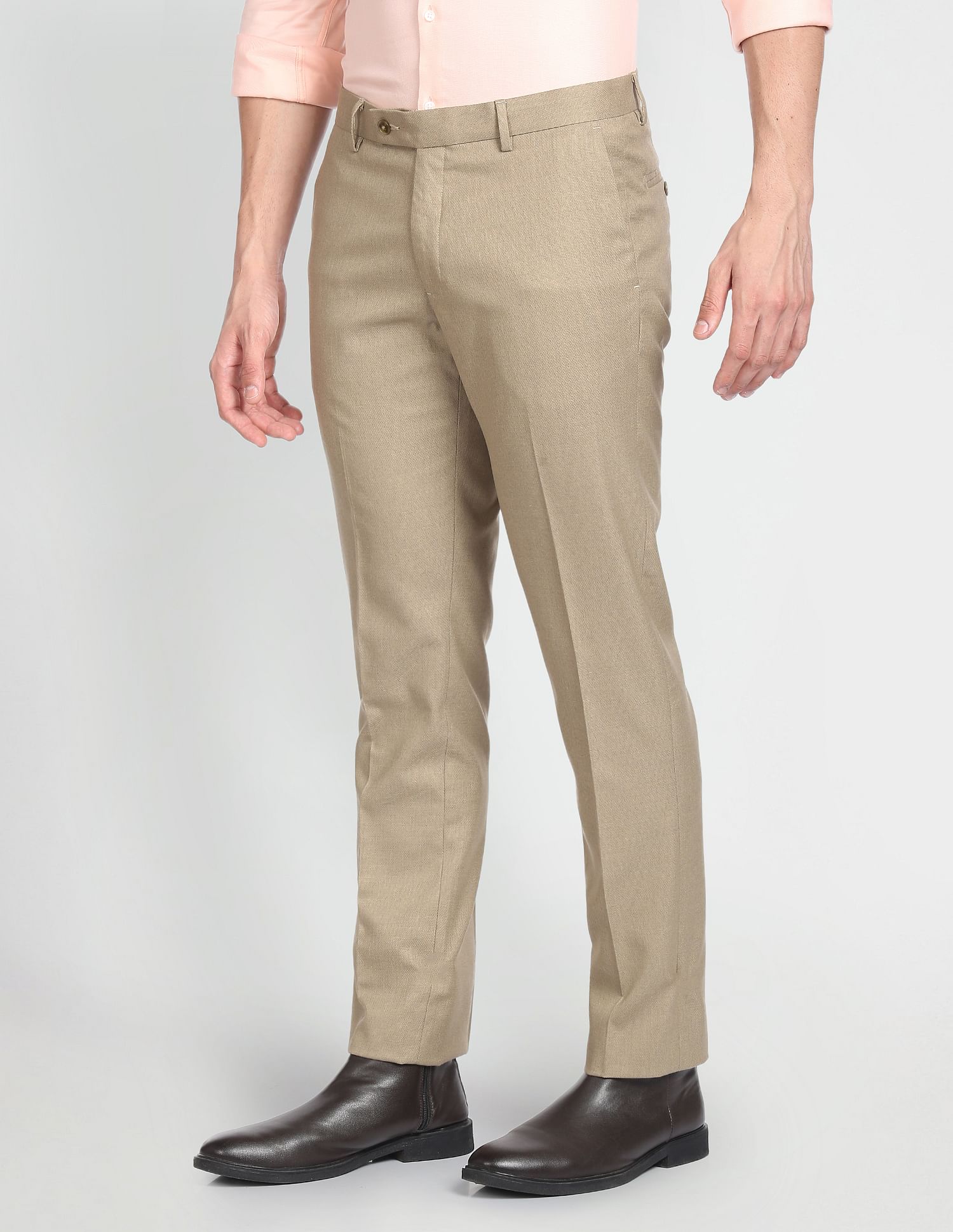 Arrow Self Design Tailored Fit Formal Trouser