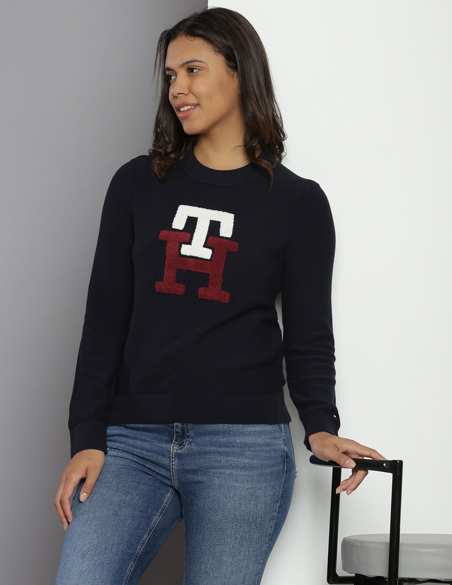 Buy Tommy Hilfiger Embroidered Monogram Cotton Sweater NNNOW