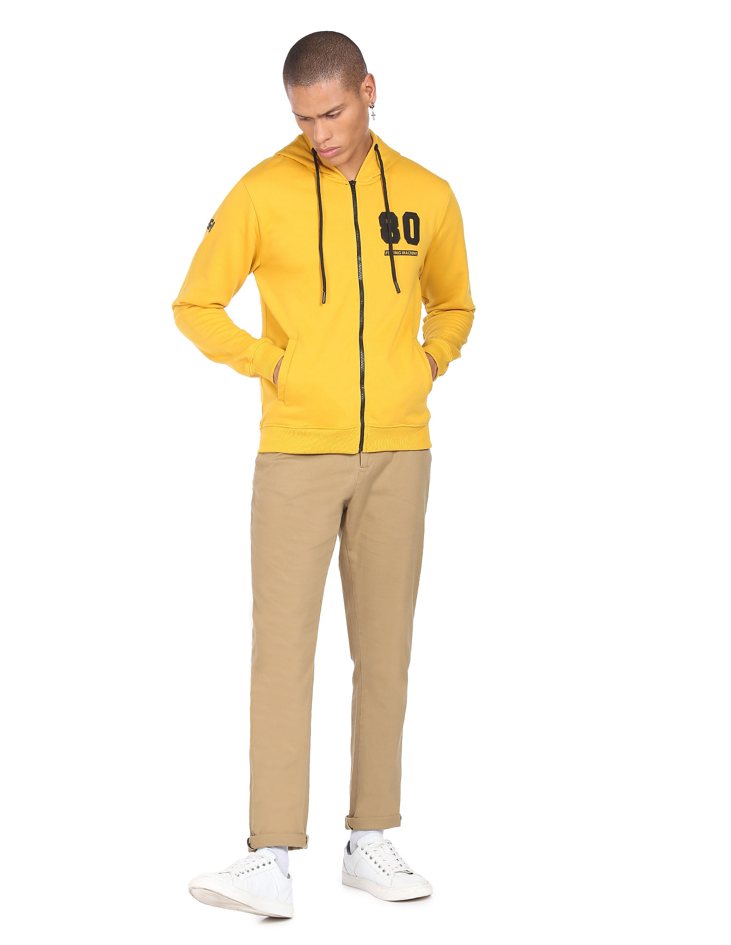 Mens yellow hoodie zipper online