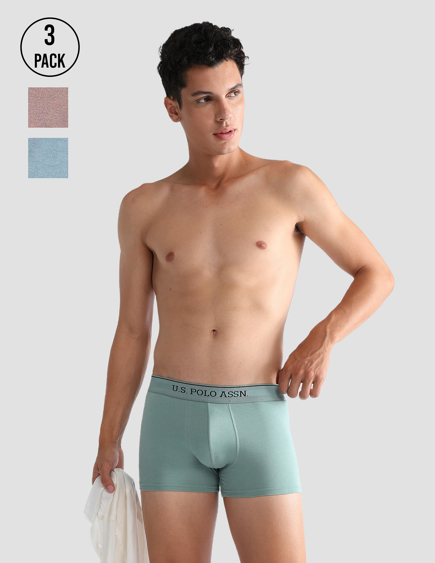 U.S. Polo Assn. Mid Rise Solid OET15 Trunks - Pack Of 3