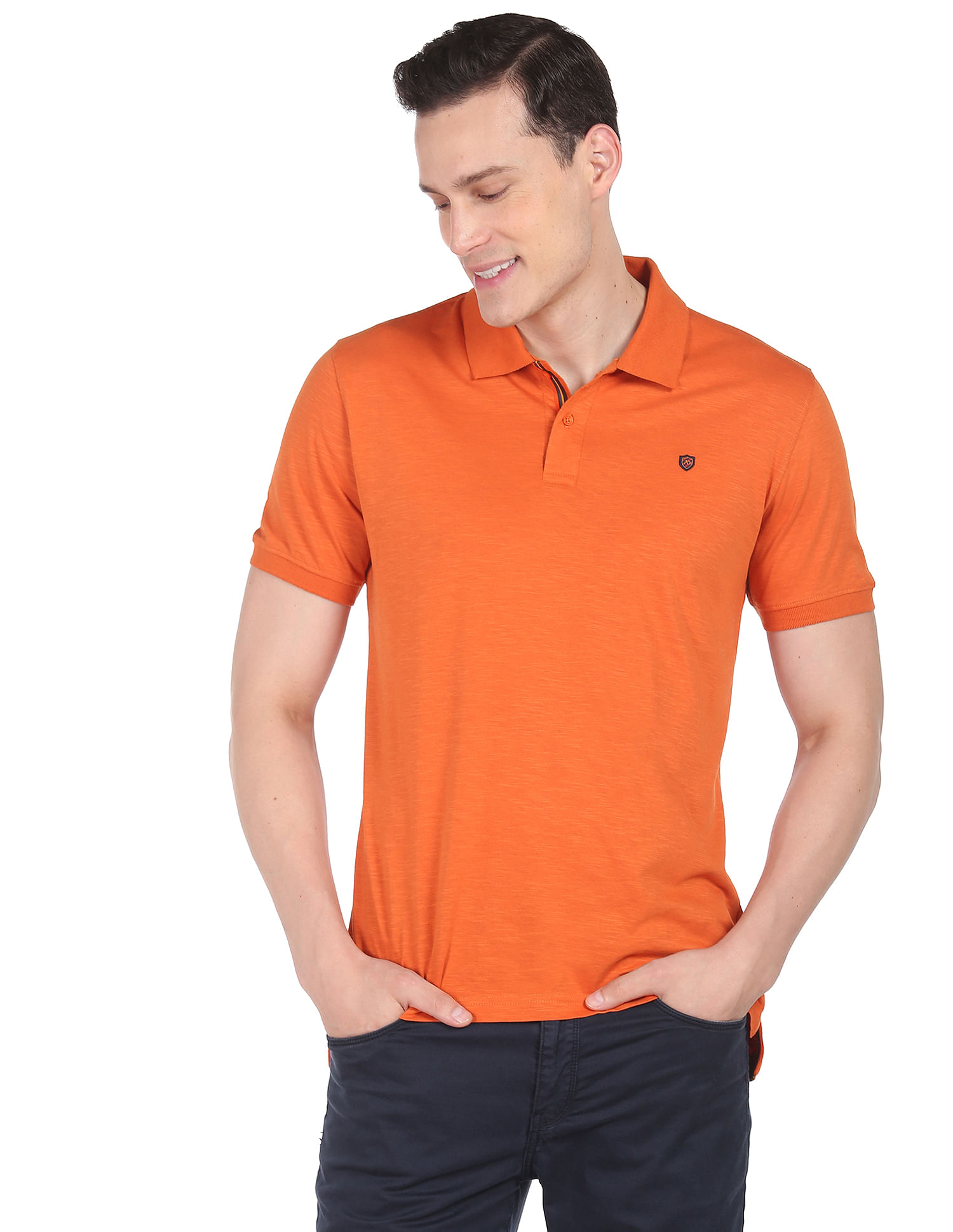 AD by Arvind Modern Jersey Slub Polo Shirt