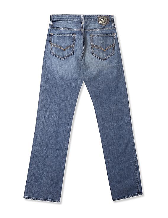Flying Machine Bruce Regular Straight Fit Stone Wash Jeans