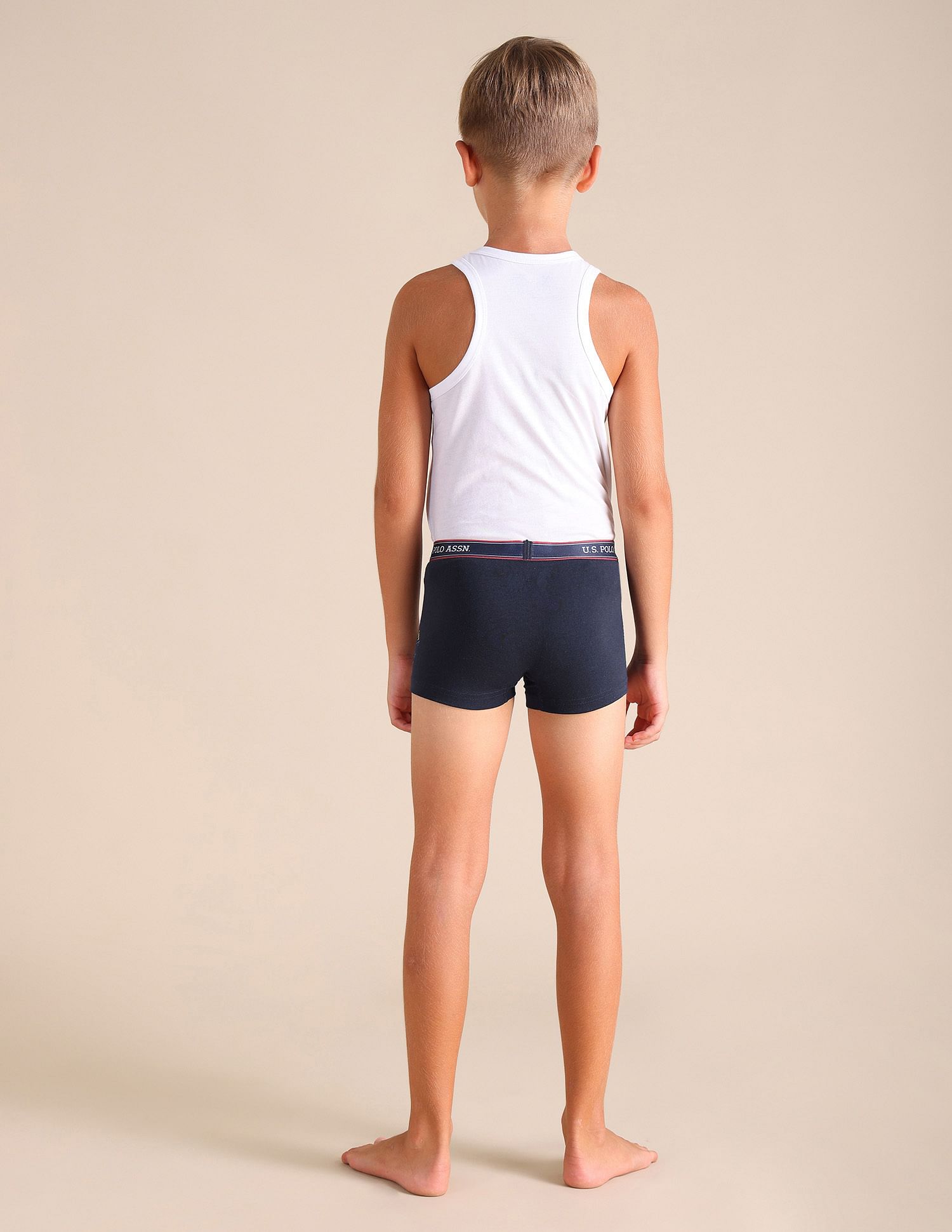 USPA Innerwear Boys Solid Cotton Spandex EKT03 Trunks - Pack Of 2