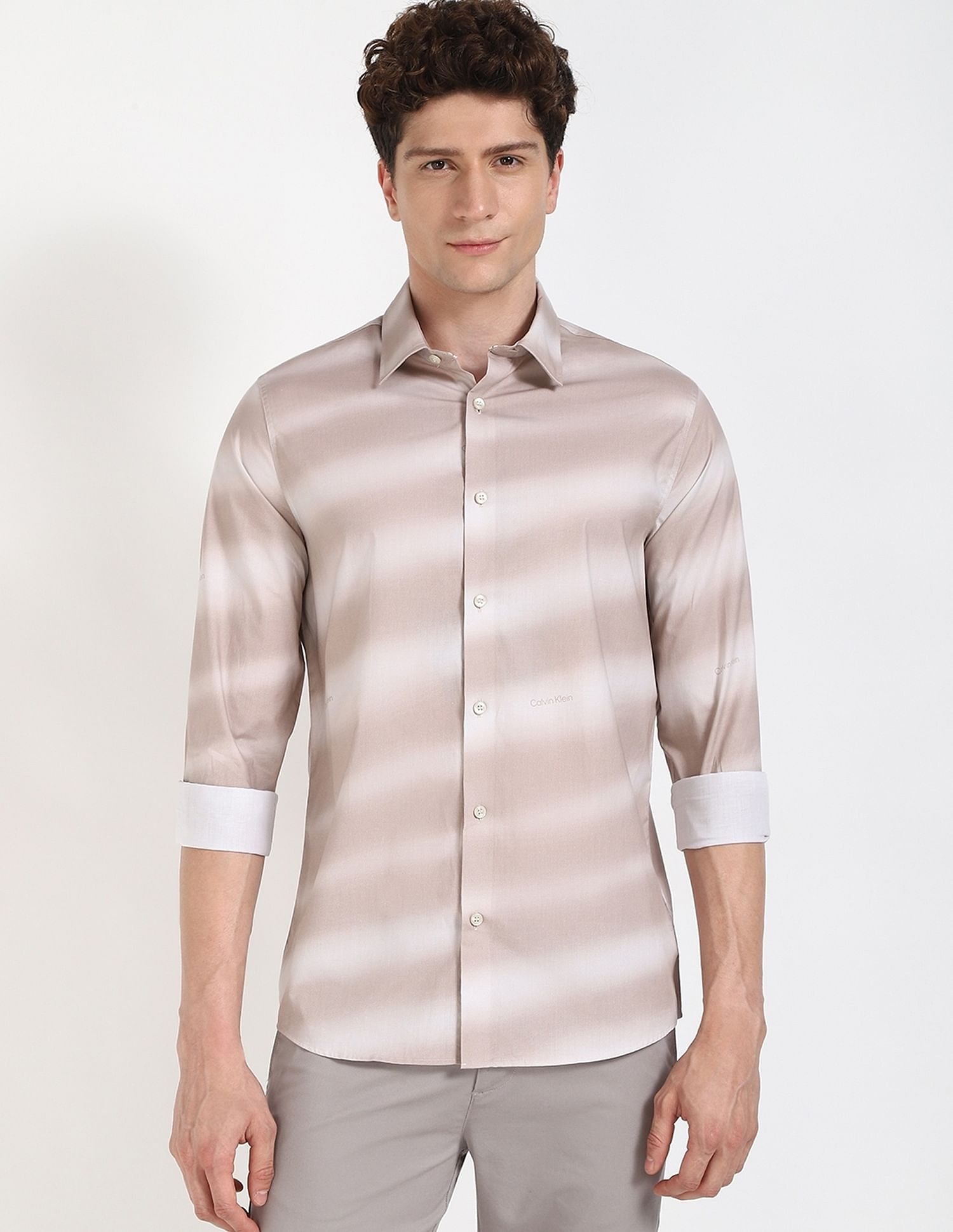 Calvin Klein Jeans Printed Slim-Fit Satin Woven Shirt