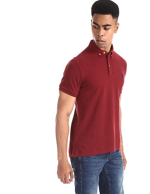 red polo button down