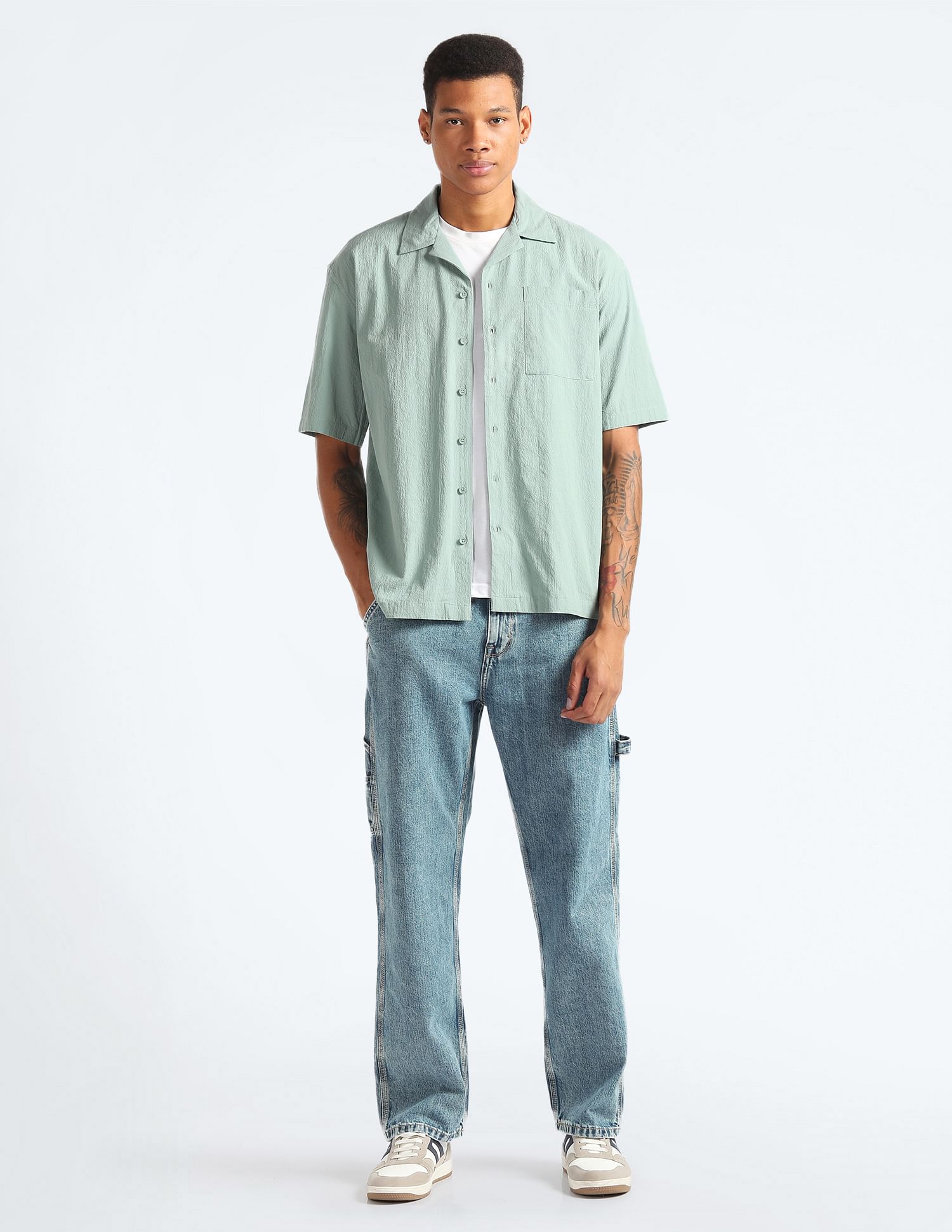 Flying Machine Cuban Collar Oversized Shirt