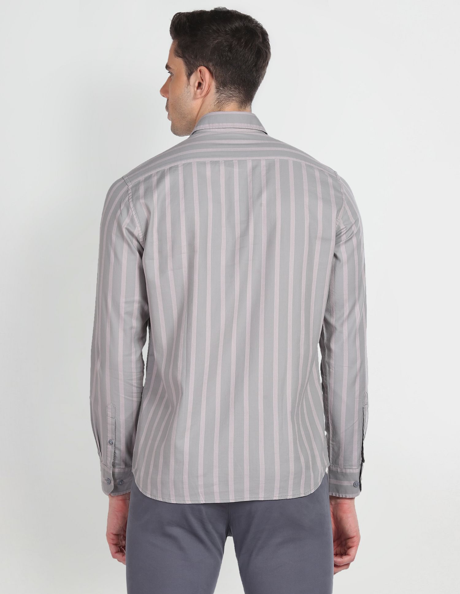Arrow Sports Vertical Stripe Manhattan Slim Fit Shirt