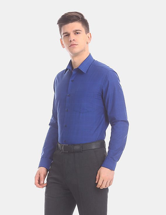 Arrow Newyork Slim Fit Barrel Cuff All Over Check Formal Shirt
