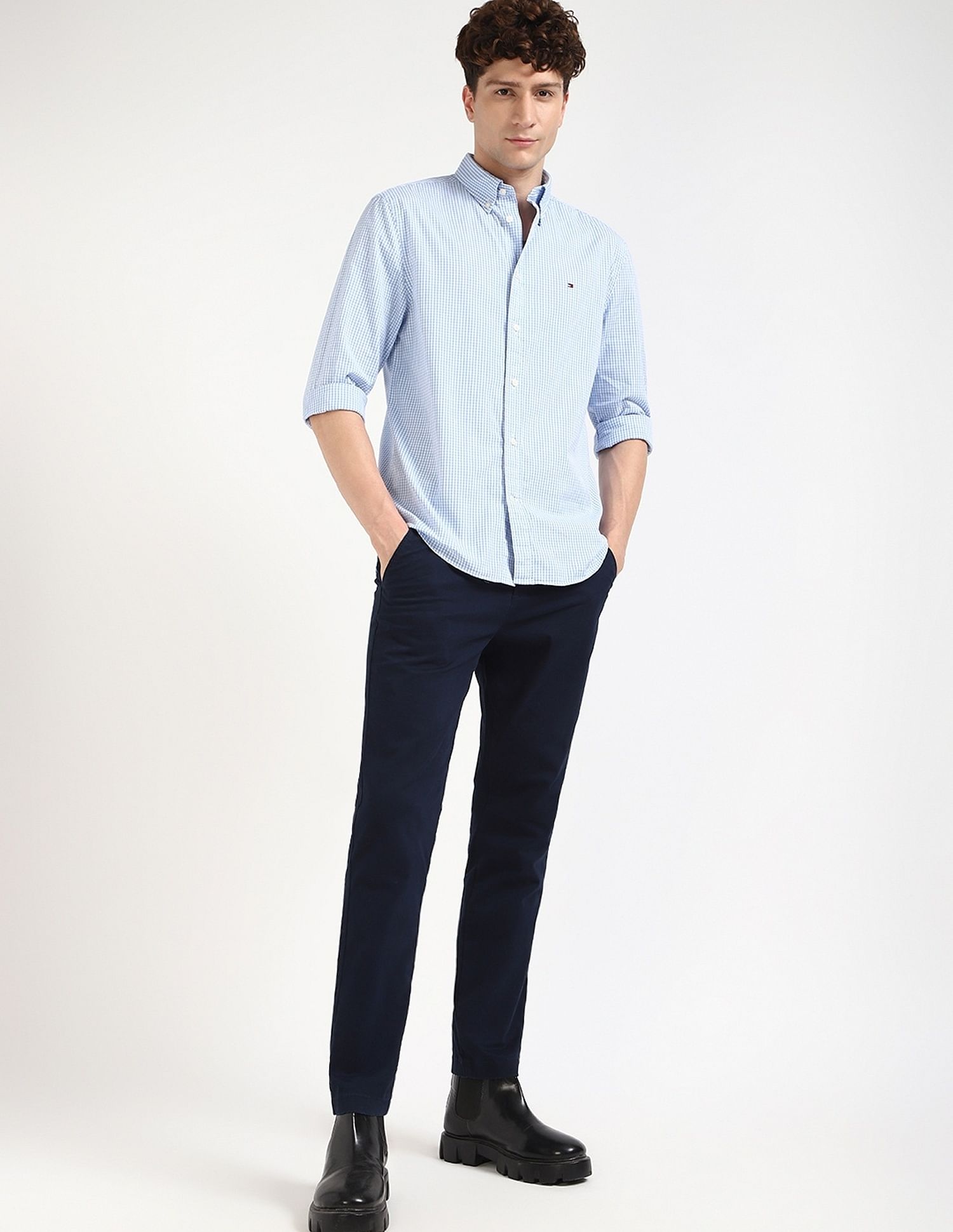 Tommy Hilfiger Checks Regular-Fit Poplin Woven Shirt