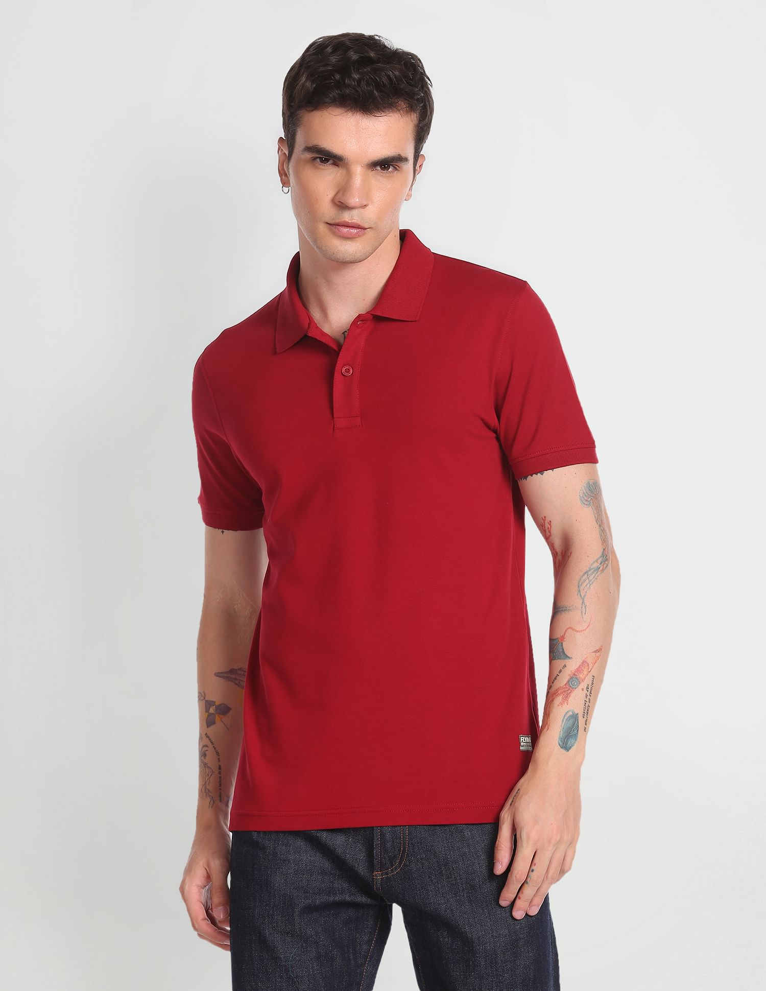 Flying Machine Solid Pique Polo Shirt