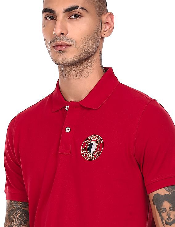 Arrow Sports Solid Cotton Pique Polo Shirt