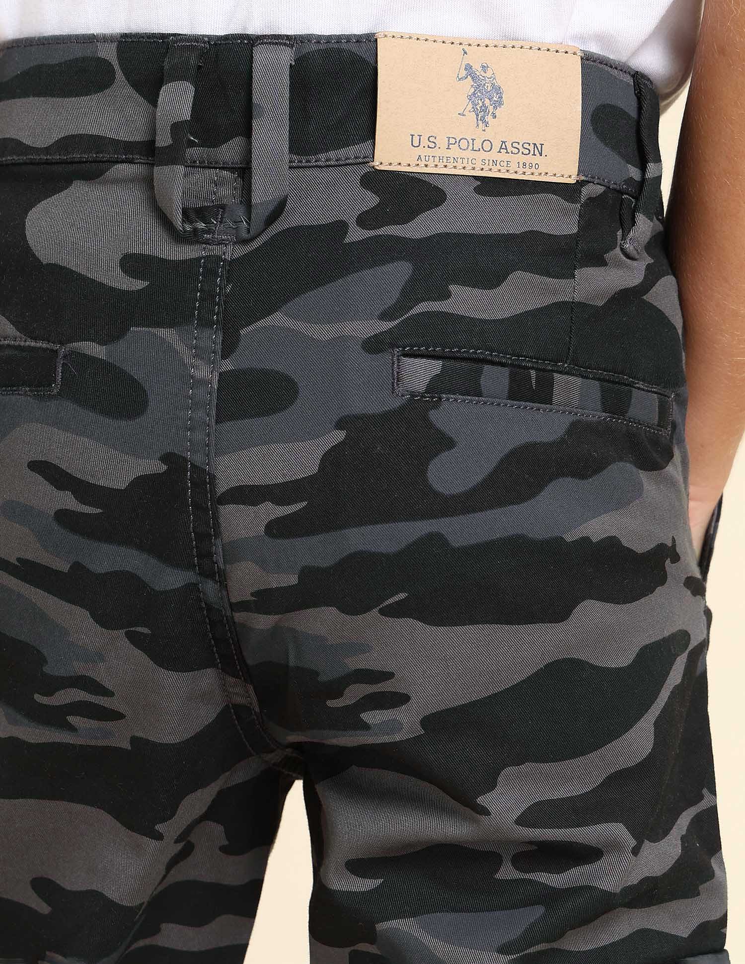 U.S. Polo Assn. Kids Boys Camouflage Printed Regular Fit Cargos